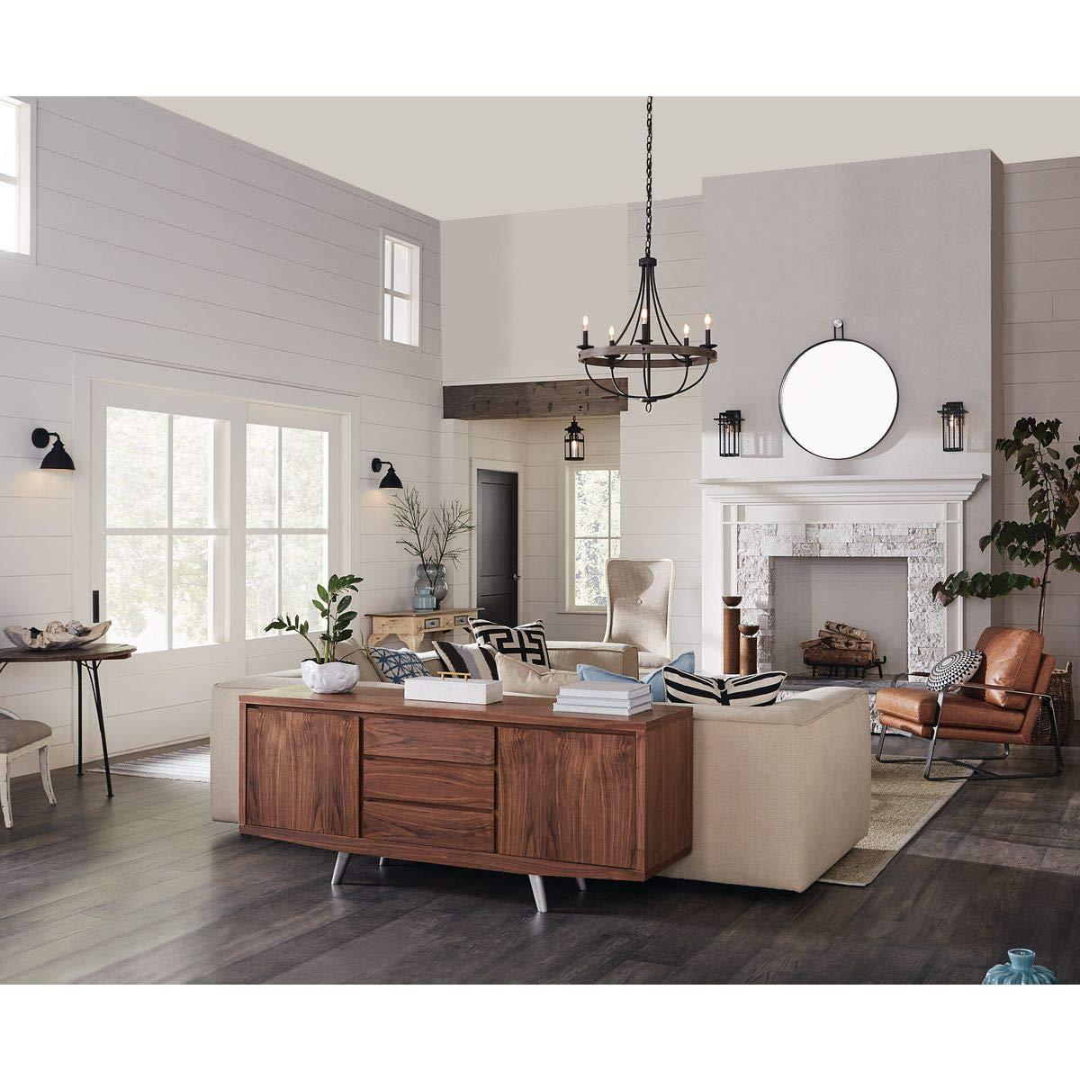Progress Lighting Gulliver 5-Light Chandelier, Graphite Finish, Wood Grained Texture Shade