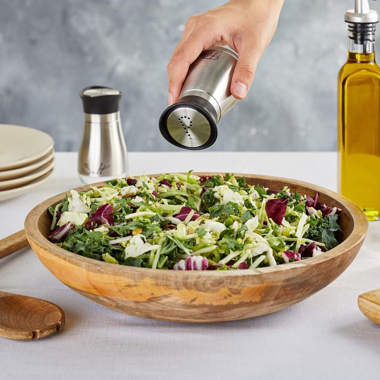 Juvale Stainless Steel Salt and Pepper Shakers Set with Glass Bottom, Perforated "S" and "P" Caps - Modern Kitchen Decor (4oz)