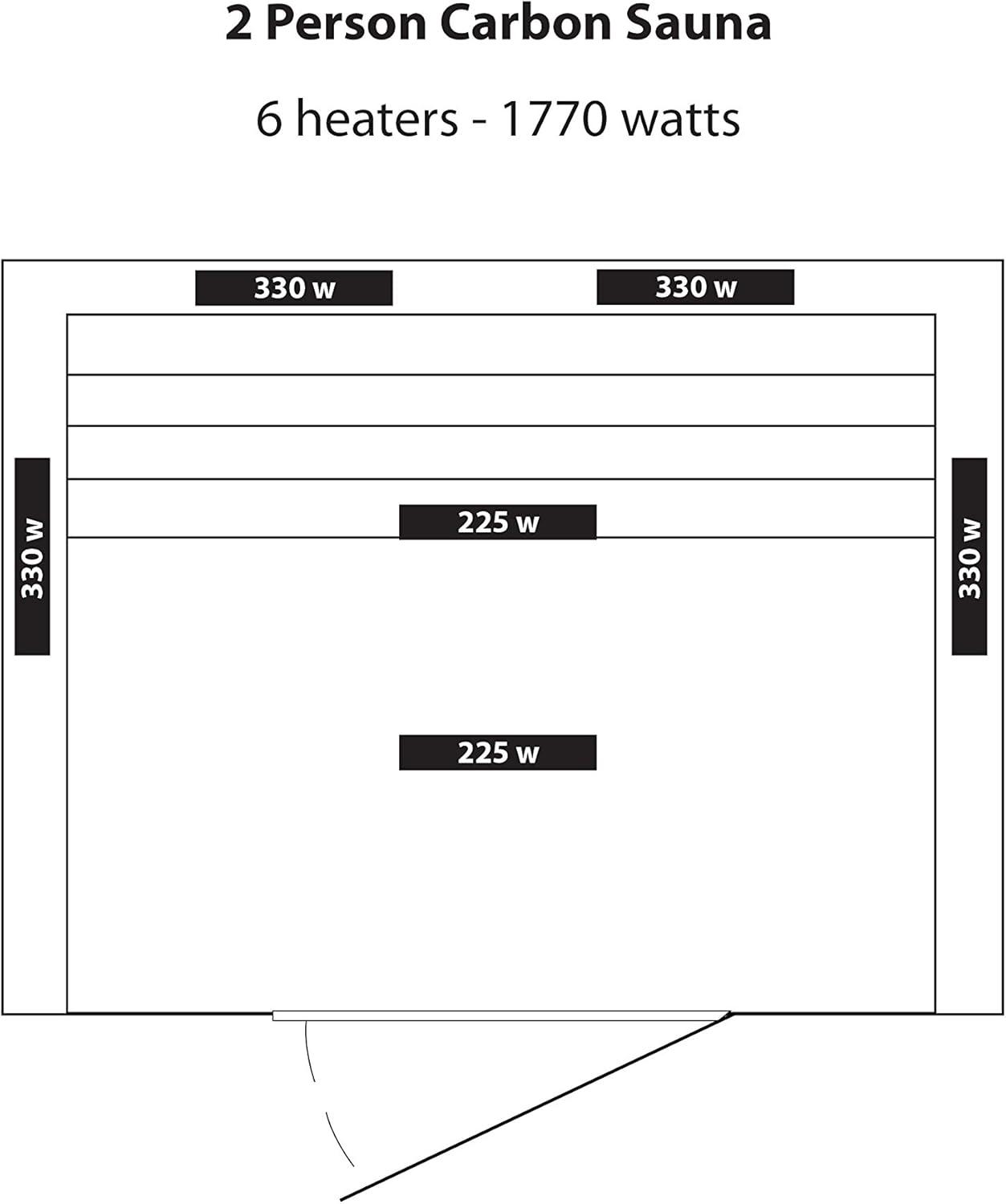 Heat Wave 2-Person Hemlock Infrared Sauna with 6 Carbon Heaters