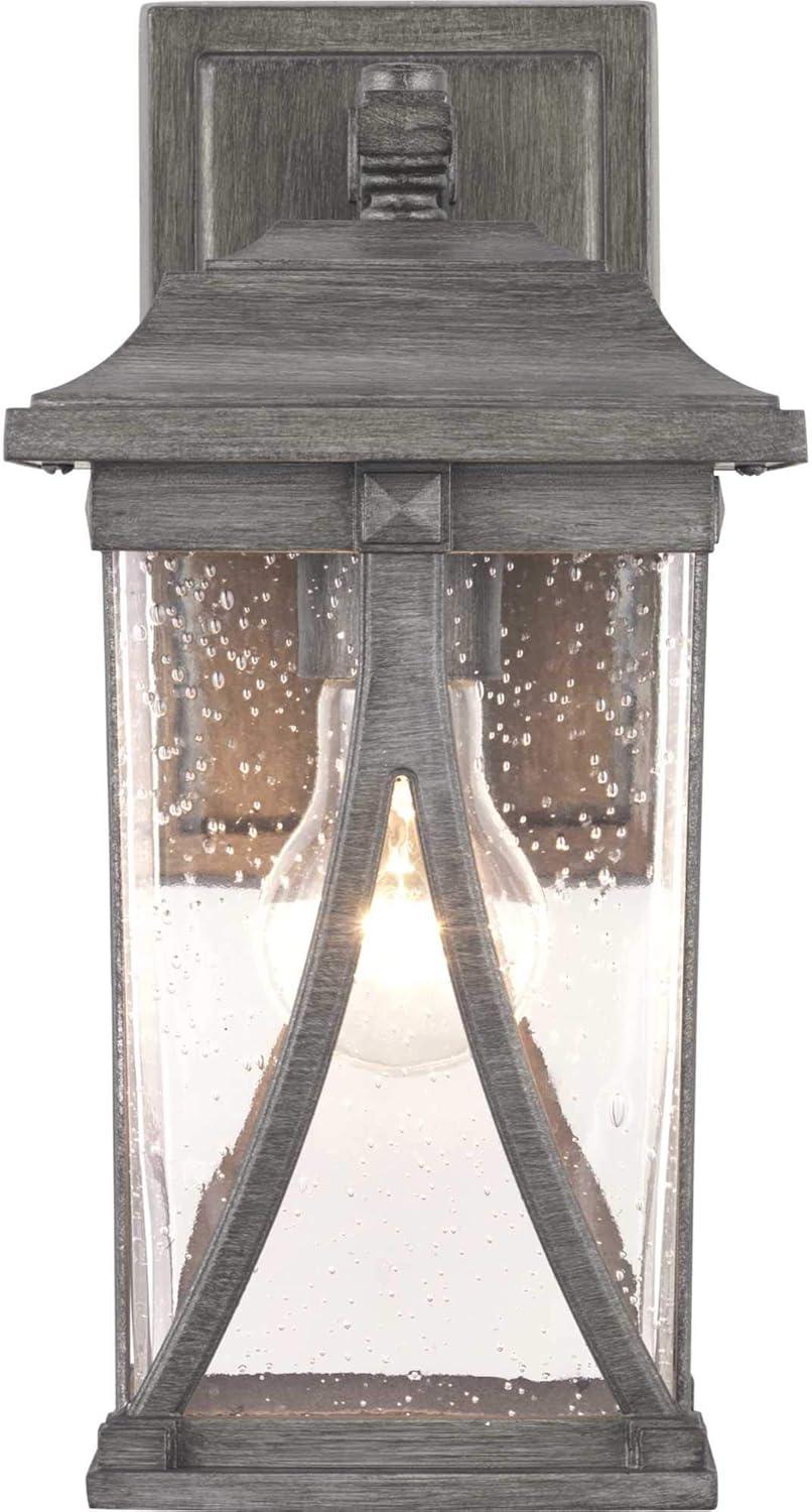 Progress Lighting Abbott 1-Light Outdoor Wall Lantern in Antique Pewter with Clear Seeded Glass Shade