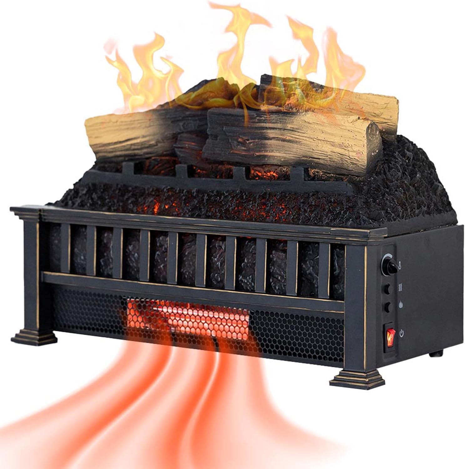 Country Living Infrared Electric Log Set Heater - Faux Logs Insert with Flickering Flames