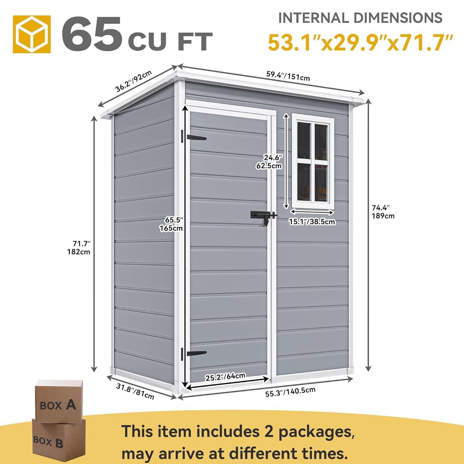 Aiho 8x6ft Secure Lockable Storage Shed - Outdoor Garden Shed with Double Doors, Gray