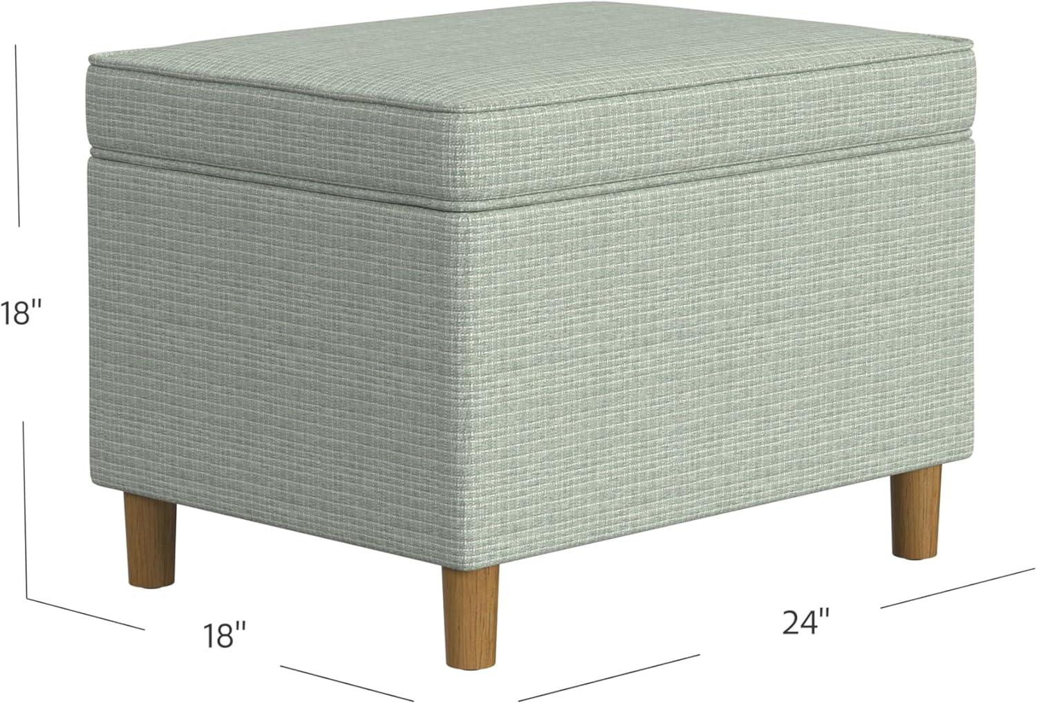 HomePop 24" Dinah Storage Ottoman Sage: Upholstered Footstool, Traditional Rectangle Shape, Spot Clean
