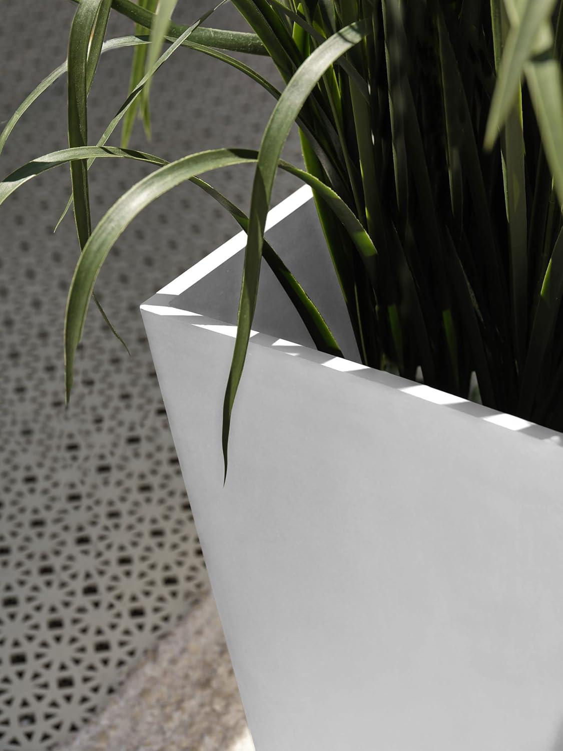 Midland Modern 26" White Recycled Plastic Indoor/Outdoor Planter