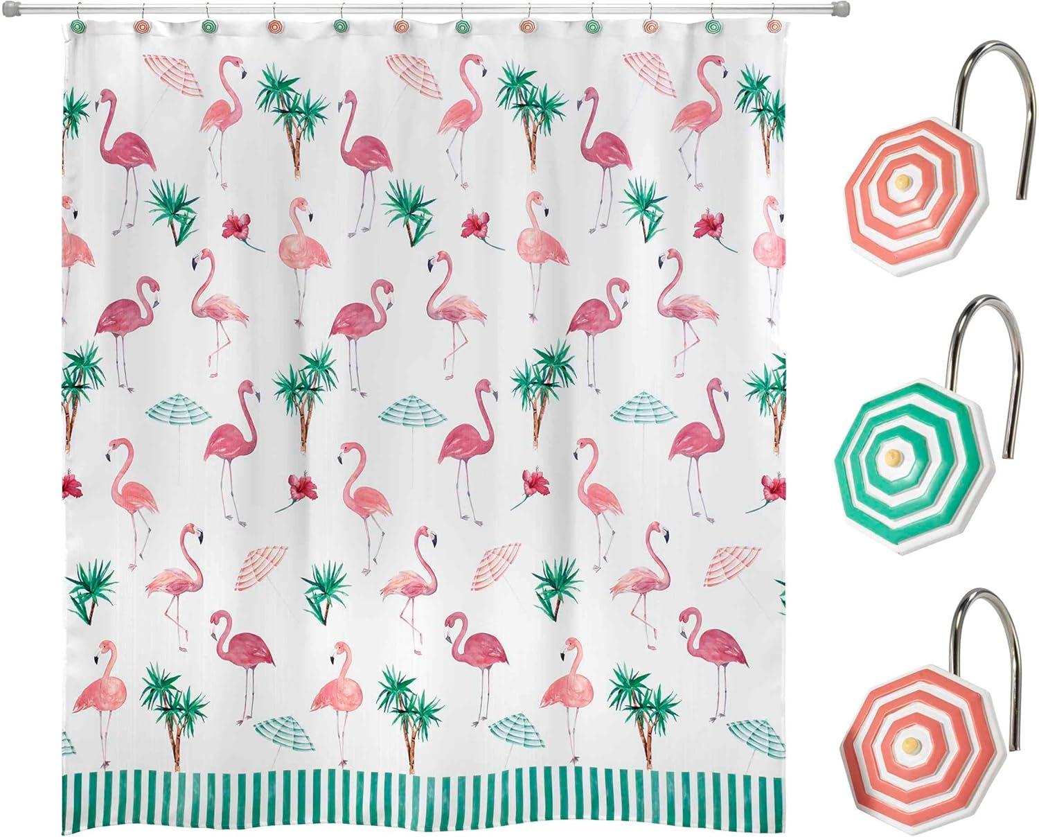 Avanti Linens Flamingo Paradise Shower Curtain & Hook Set