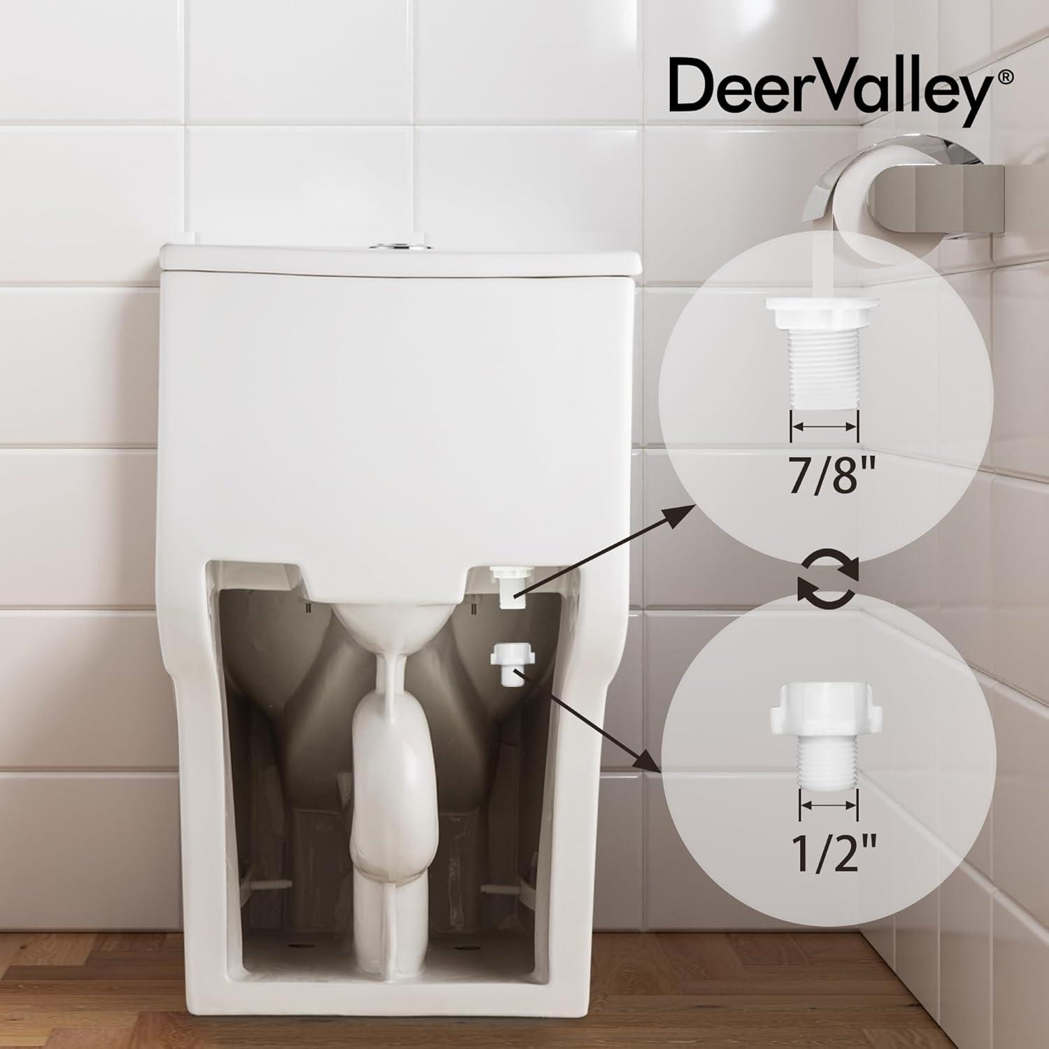 DeerValley Compact One Piece Toilet Elongated, Modern Toilet with Soft Close Seat Ceramic Glossy for Small Bathroom Space