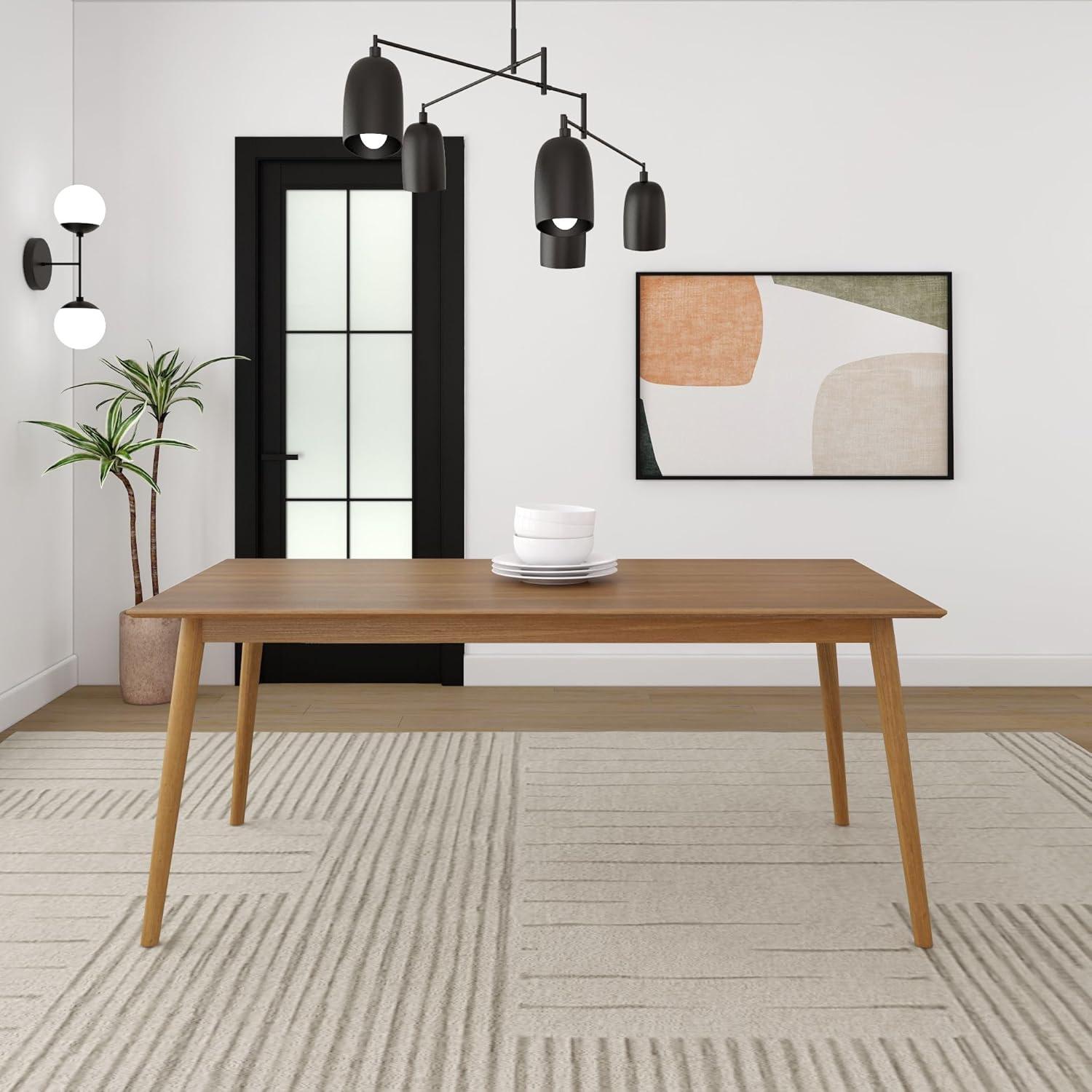 Plank+Beam 72" Mid Century Modern Dining Table, Solid Wood Kitchen & Dining Room Table for 6, Pecan