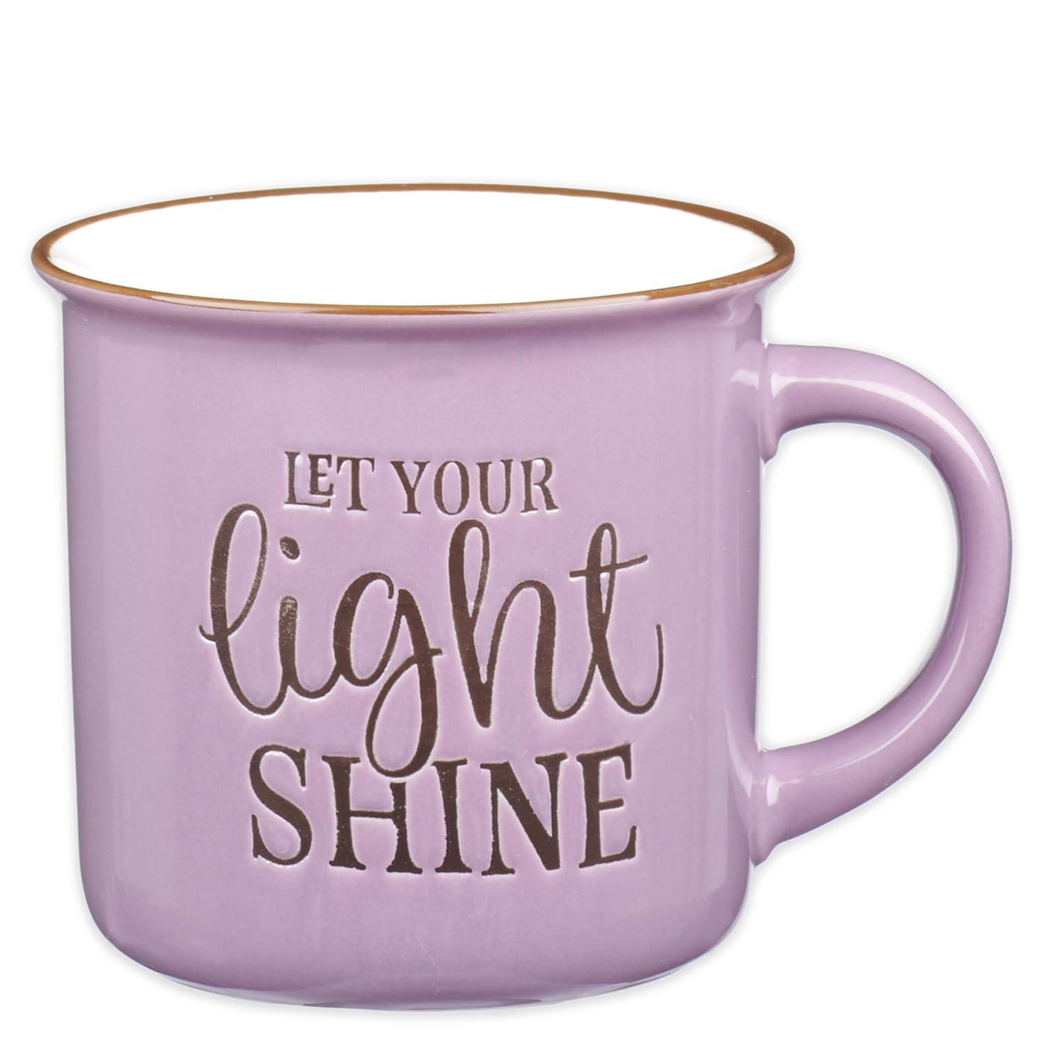Let Your Light Shine Lavender Camp Style Coffee Mug, Ceramic, 13oz