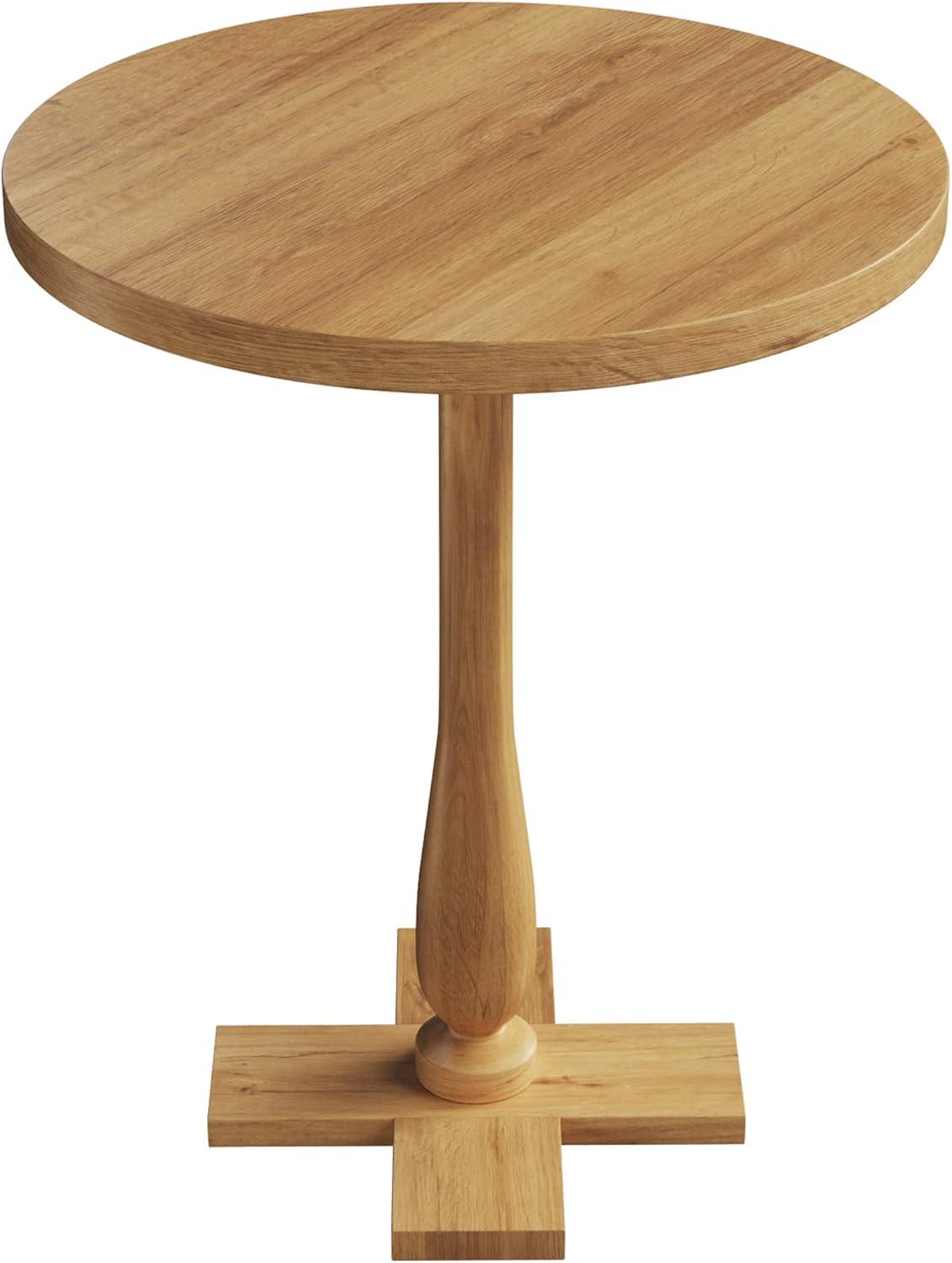 Side Table - Mango Wood Pedestal Table with White Distressing for Couch, Loveseat, Entryway, or Bed - Farmhouse Living Room Furniture by Lavish Home