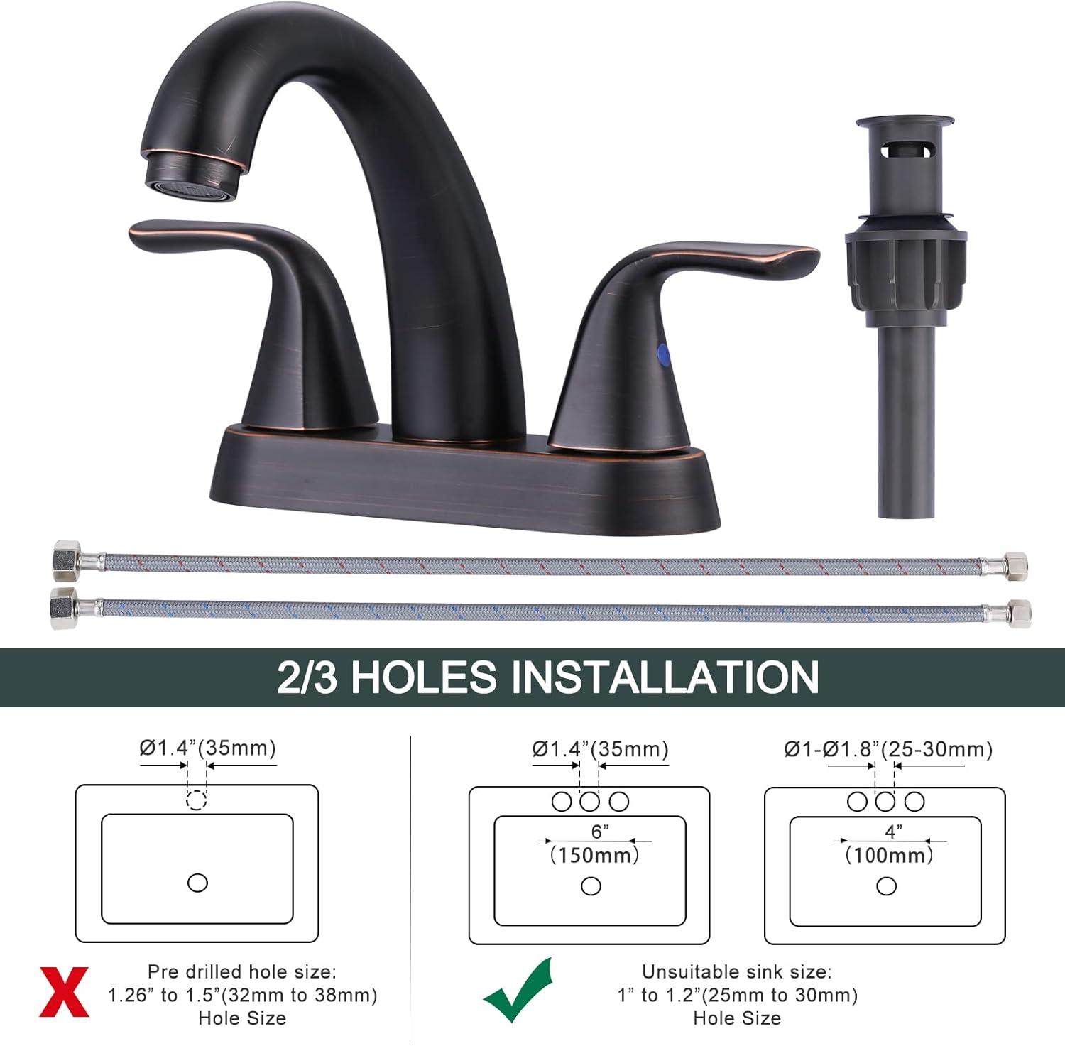 Oil Rubbed Bronze Double Handle High Arc Bathroom Faucet