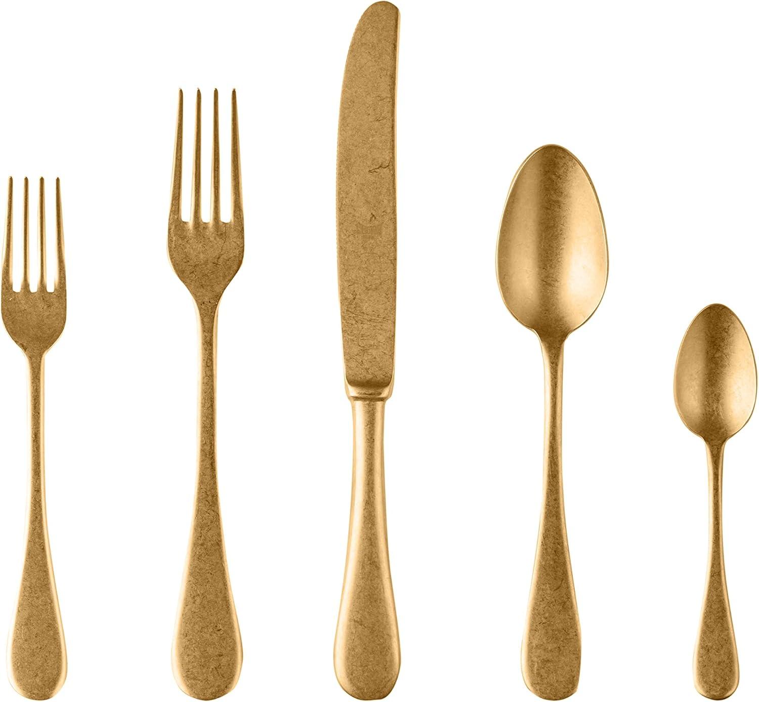 Vintage 5 piece Flatware set by Mepra - Gold