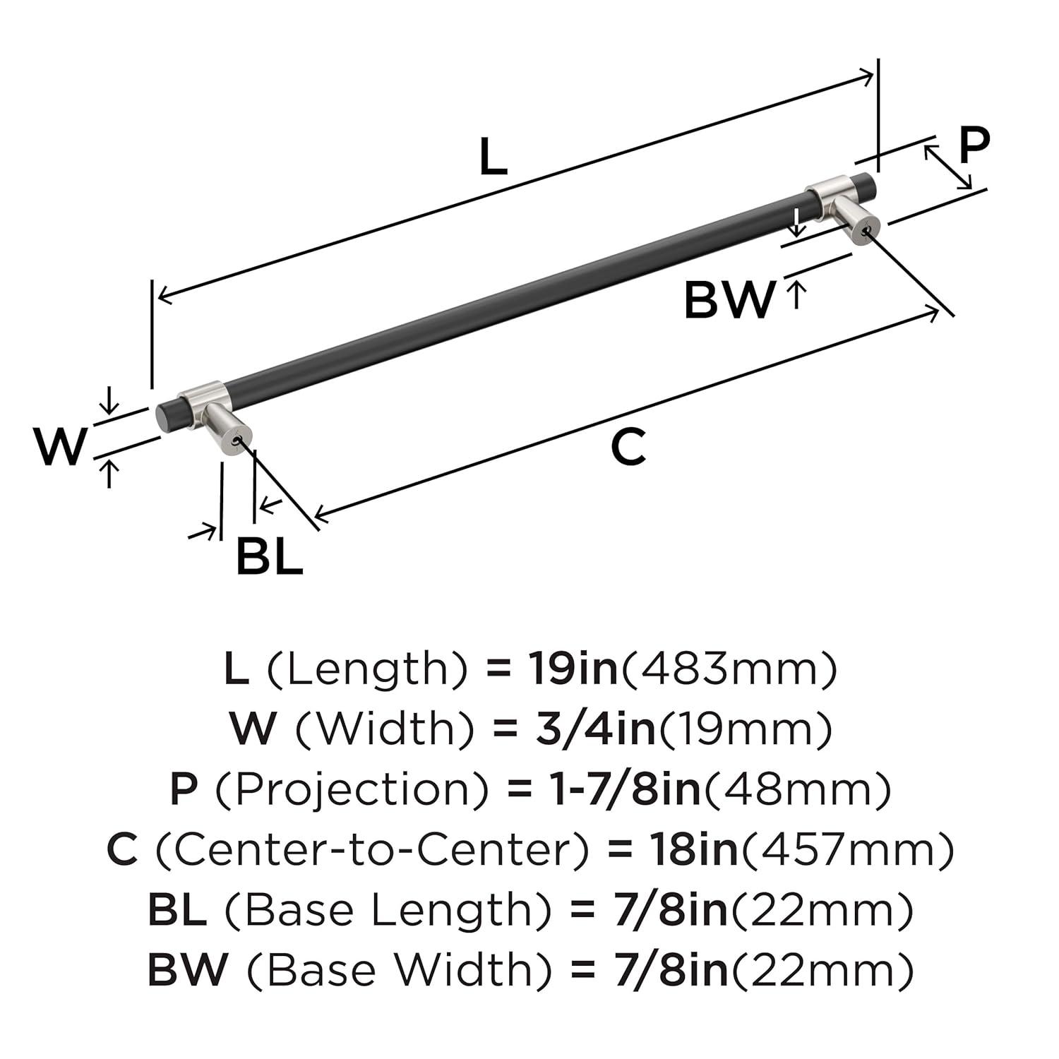 Amerock Mergence 18 inch (457mm) Center-to-Center Matte Black/Satin Nickel Appliance Pull