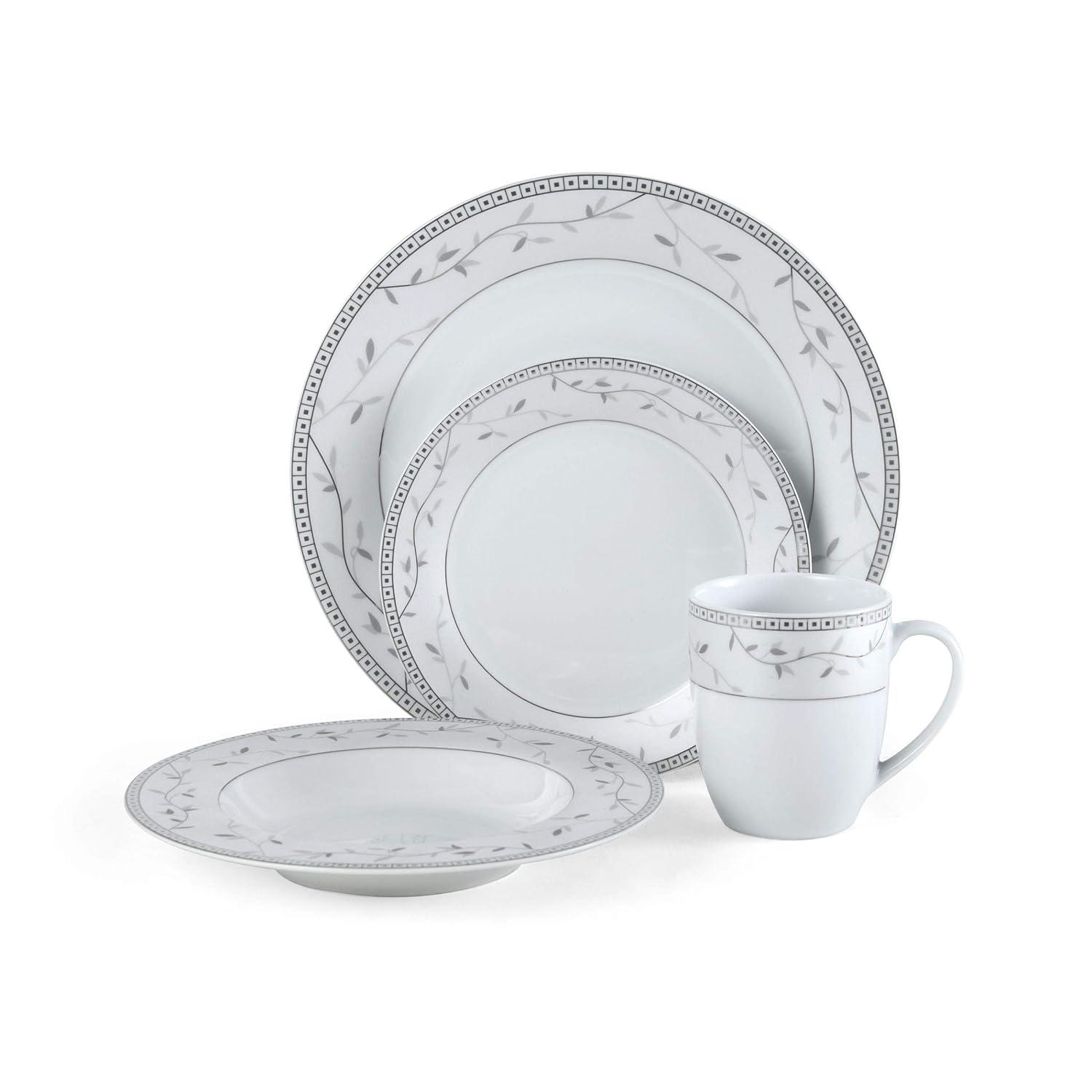 Fitz and Floyd Fitz and Floyd Platinum Vine 32-Piece Porcelain Dinnerware Set, Service for 8