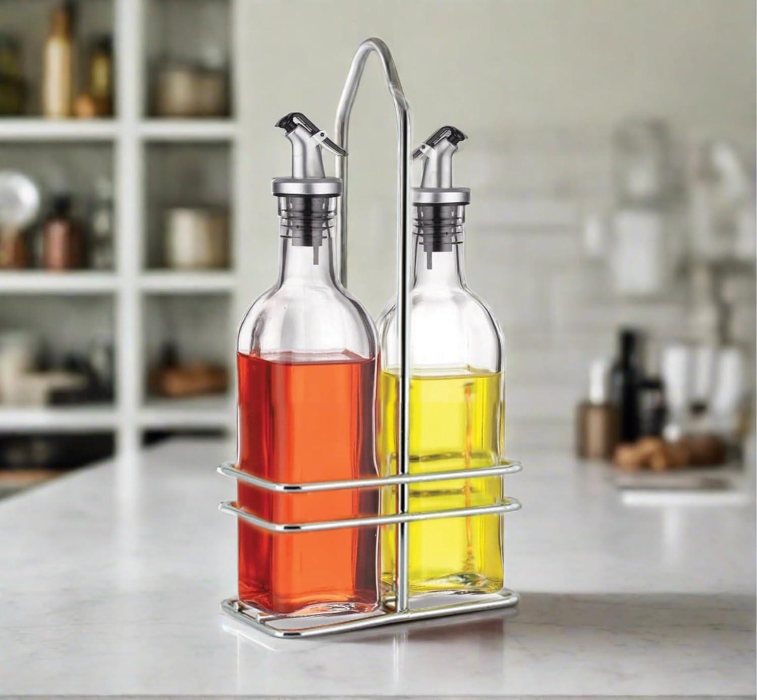 Glass Oil & Vinegar Cruet Set