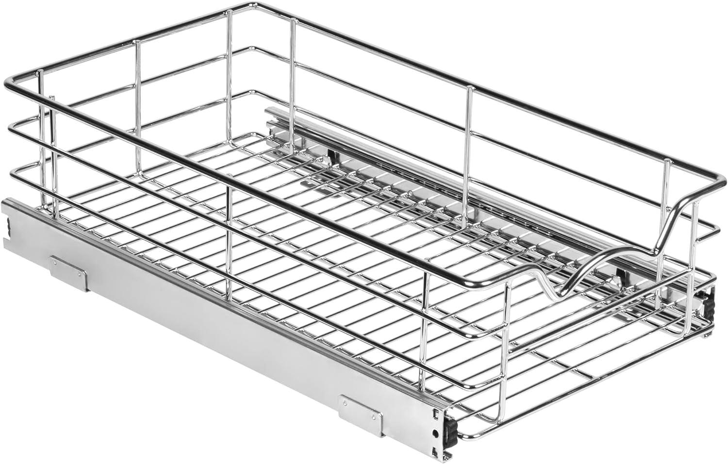 Heavy-Duty Chrome Pull Out Cabinet Organizer, 11" x 21"