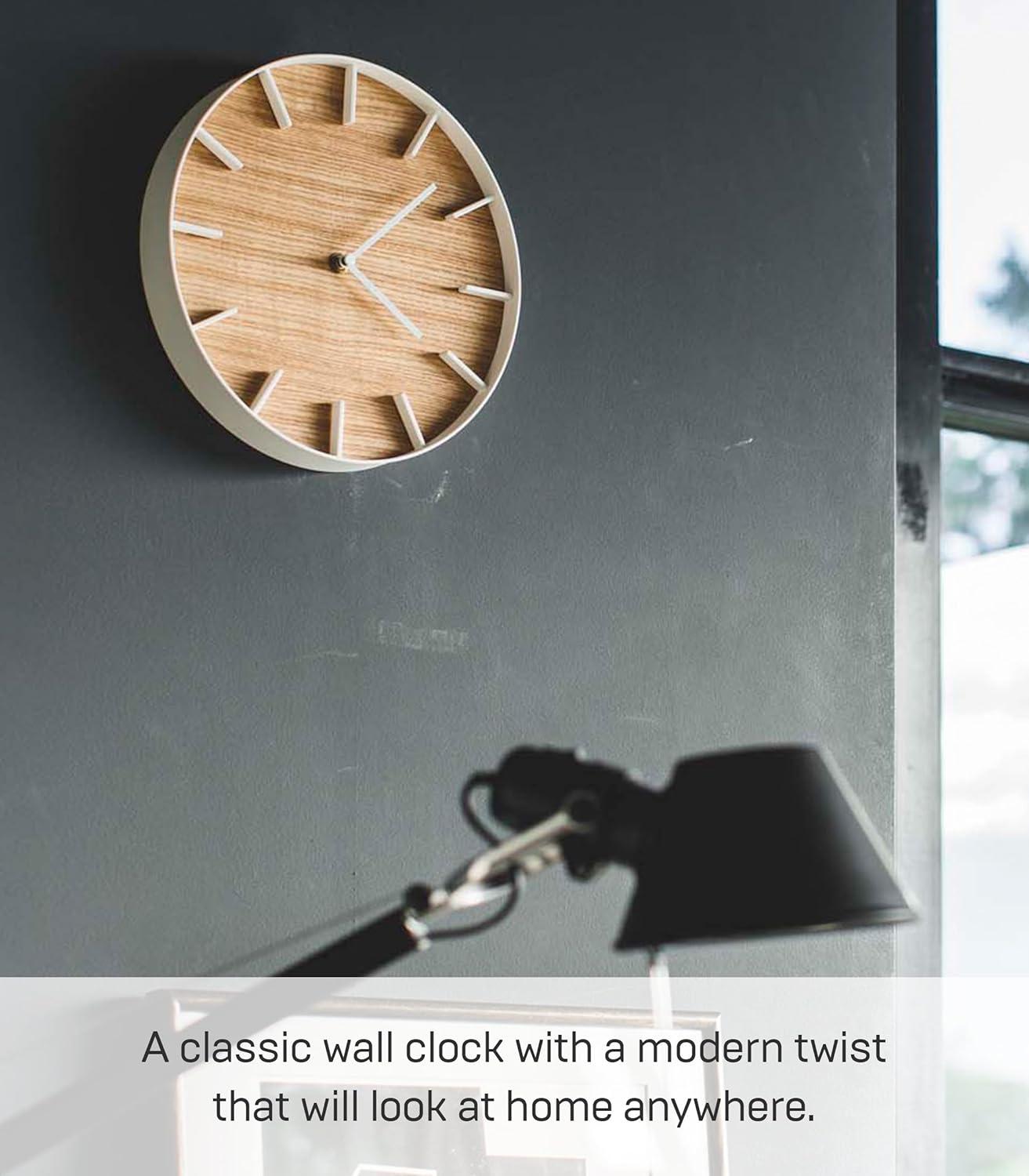 Rin Yamazaki Home Wall Clock, Modern Wood Home Decoration, Steel + Wood, Step Motion Second