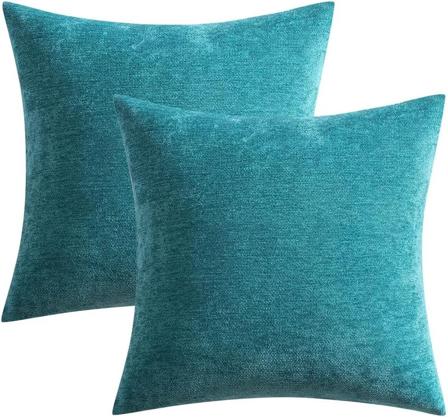 Teal Chenille 18x18 Euro Pillow Covers, Pack of 2