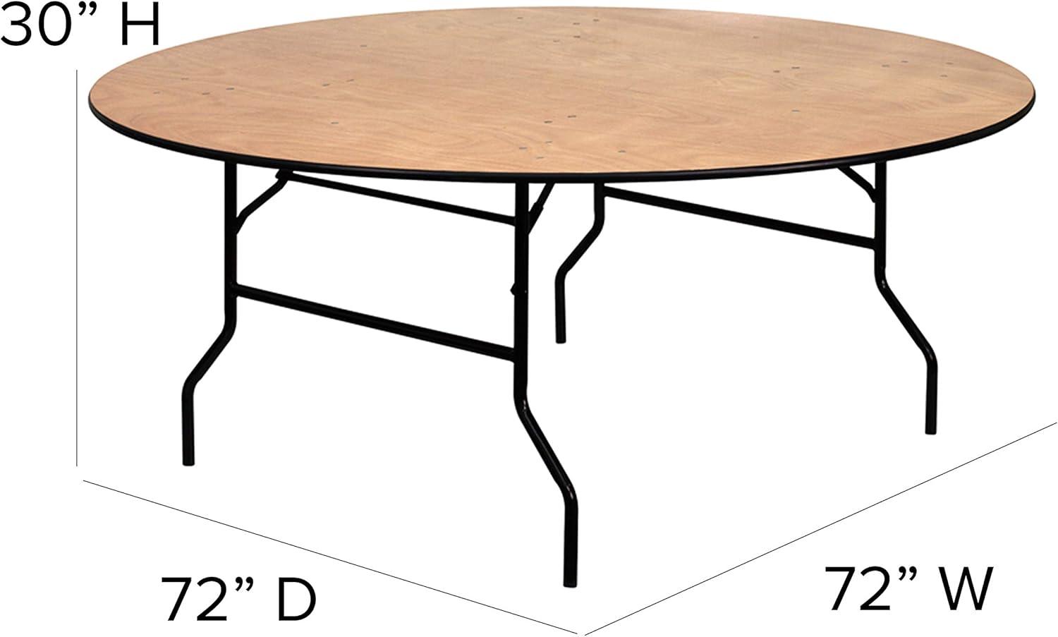 Flash Furniture Furman 6' Round All-Occasion Wood Folding Event Table, Natural/Black