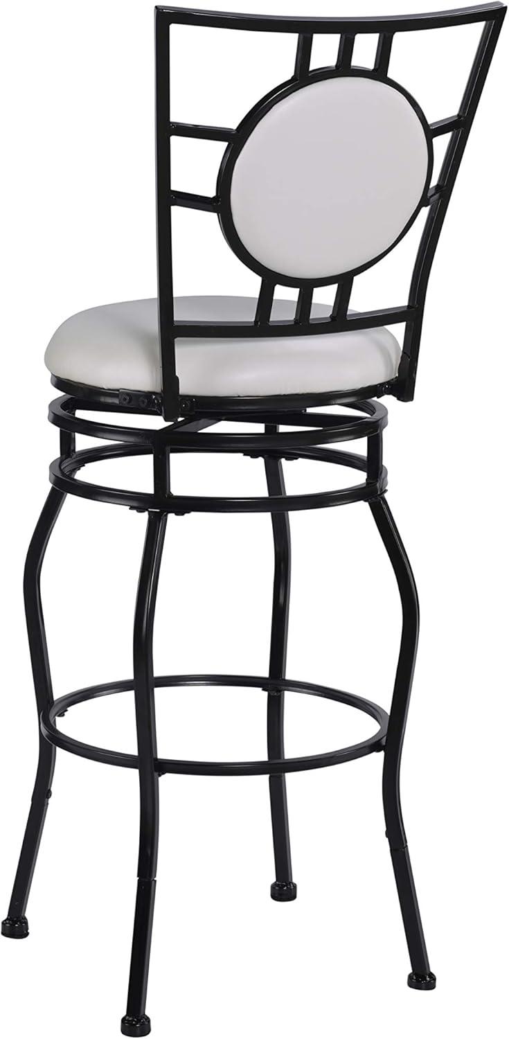 Black Adjustable Swivel Metal and Leather Bar Stool