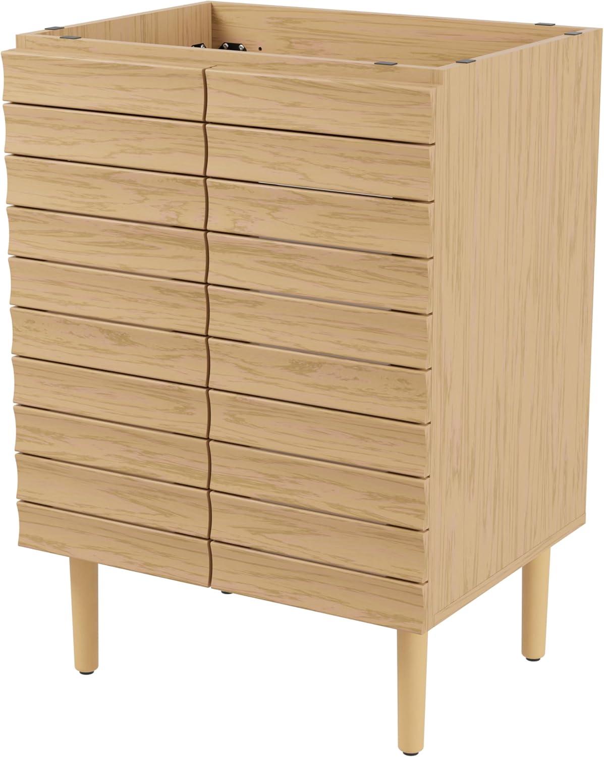 Aubert 24" Slat Modern Farmhouse 2-Shelf Bath Vanity Cabinet Only (Sink Basin not Included)