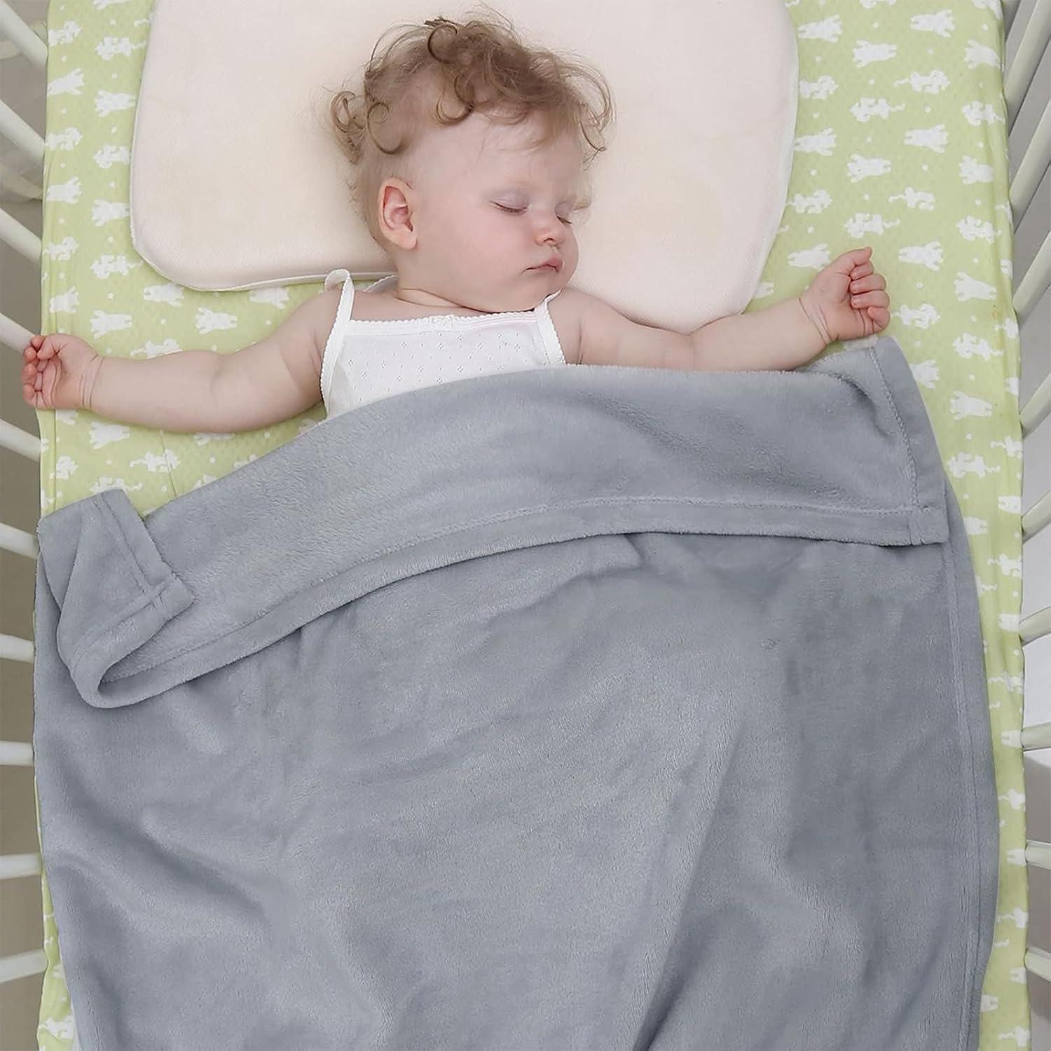 KMUSET Kids Blanket for Boys Girls 30x40 inches, Soft Cozy Fuzzy Swaddle Throw Blanket, Small Fleece Blanket for Crib Stroller, Grey