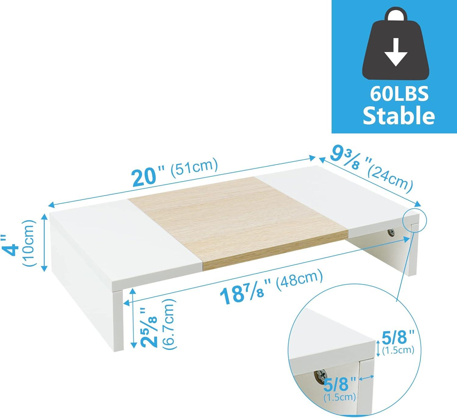 TEAMIX 20 Inch Monitor Stand Riser, Wooden Desktop Riser for TV/PC/Laptop/Printer, Cozy Monitor Riser with Storage, Laptop Shelf for Home Office