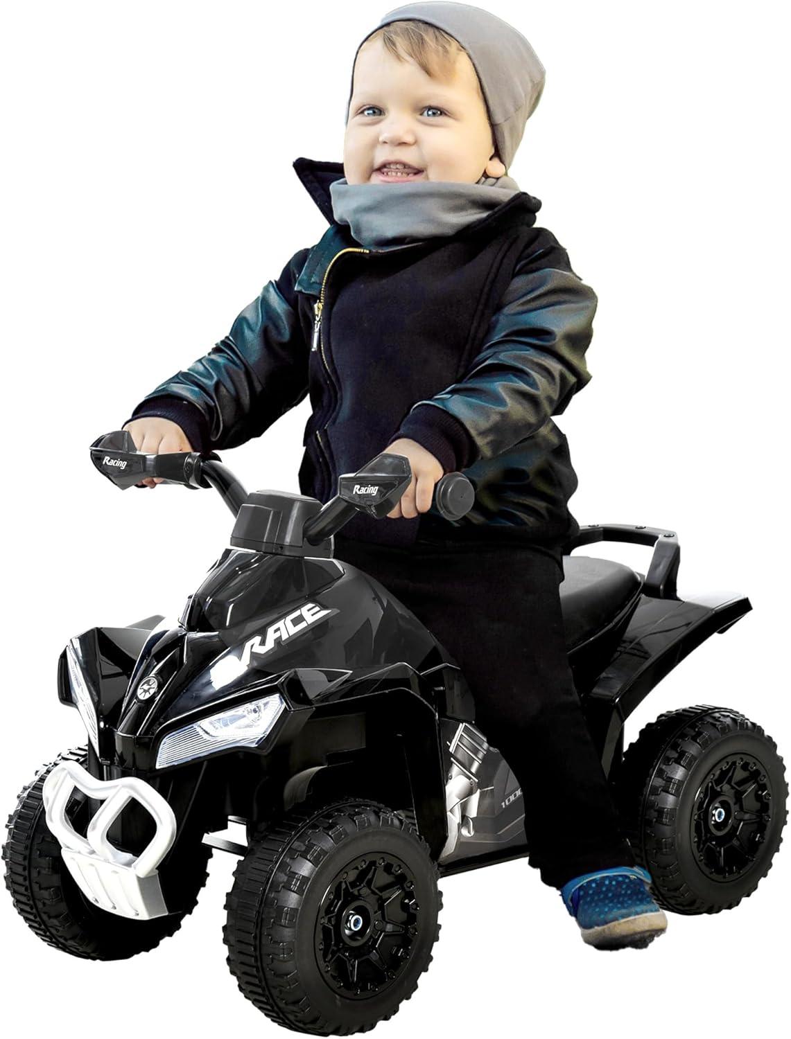 Aosom NO Power Ride on Push Car for Kids 4 Wheels Foot-to-Floor Sliding Walking ATV Toy with Music and Light for 18-36 Months, Black