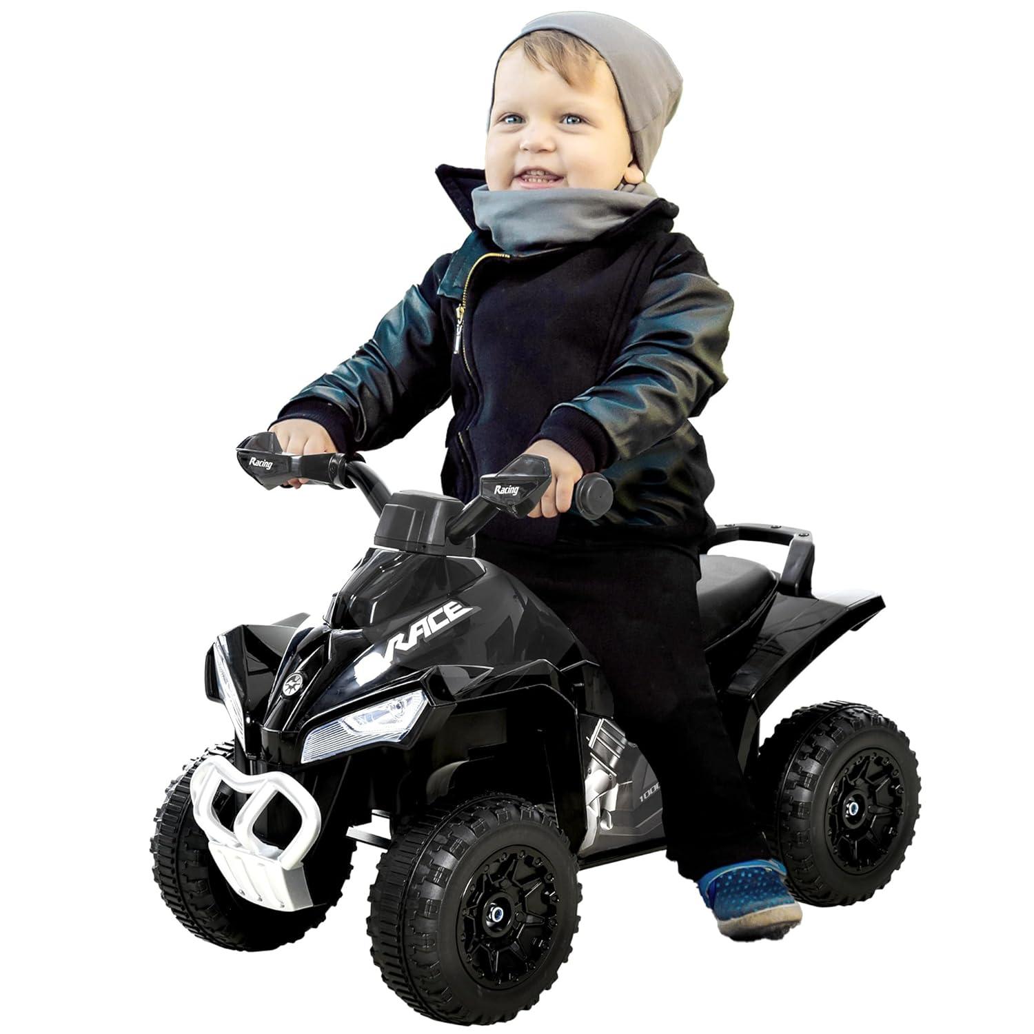 Aosom NO Power Ride on Push Car for Kids 4 Wheels Foot-to-Floor Sliding Walking ATV Toy with Music and Light for 18-36 Months, Black