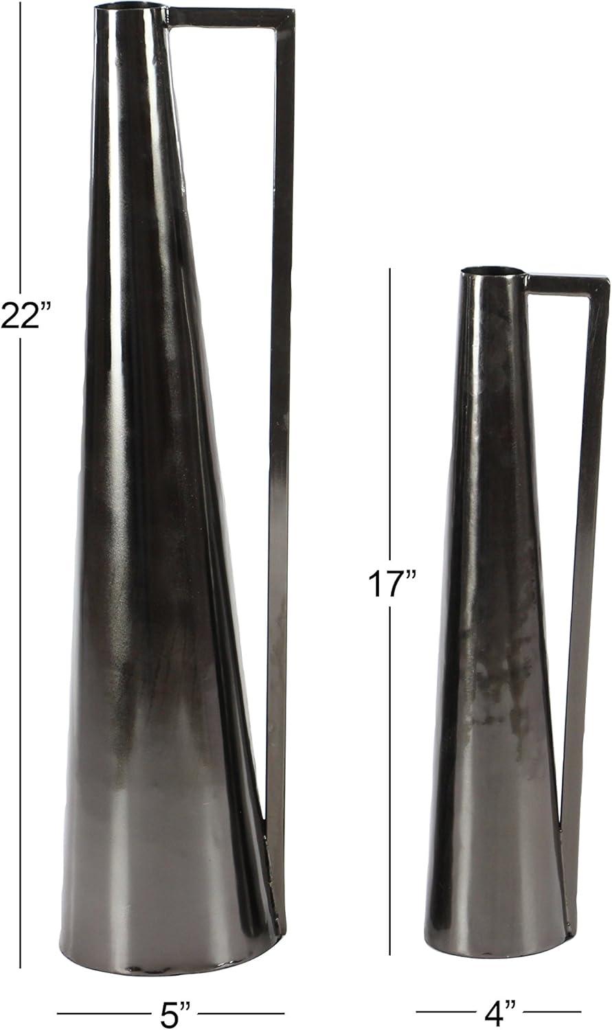 Olivia & May Set of 2 Modern Tapered Iron Pitcher Vases Gold: Luxury Glam Decor, Amphora Style, Tabletop Display