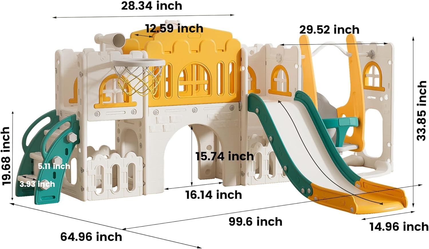 Multicolor Indoor Climbing Playset with Slide and Swing