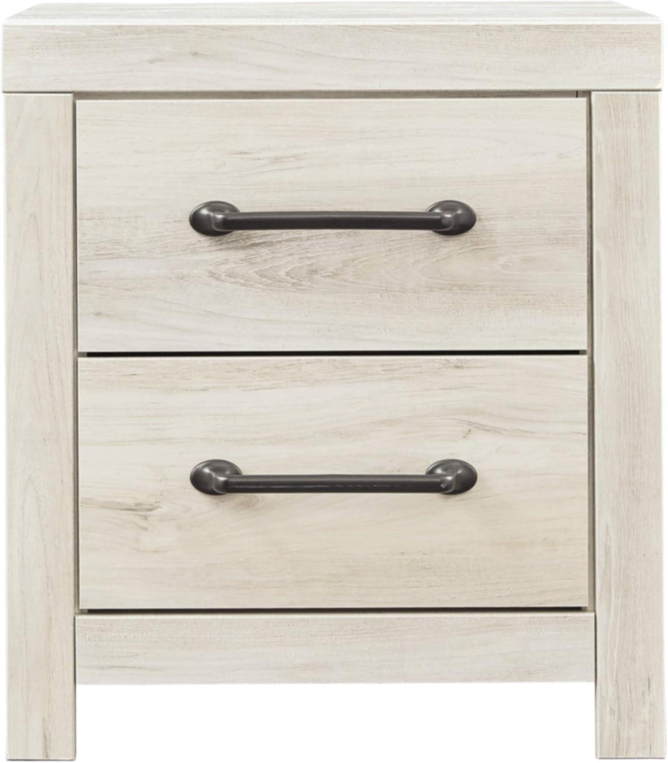 Cambeck Nightstand White - Signature Design by Ashley: Industrial Style Bedside Table with USB Ports & Storage