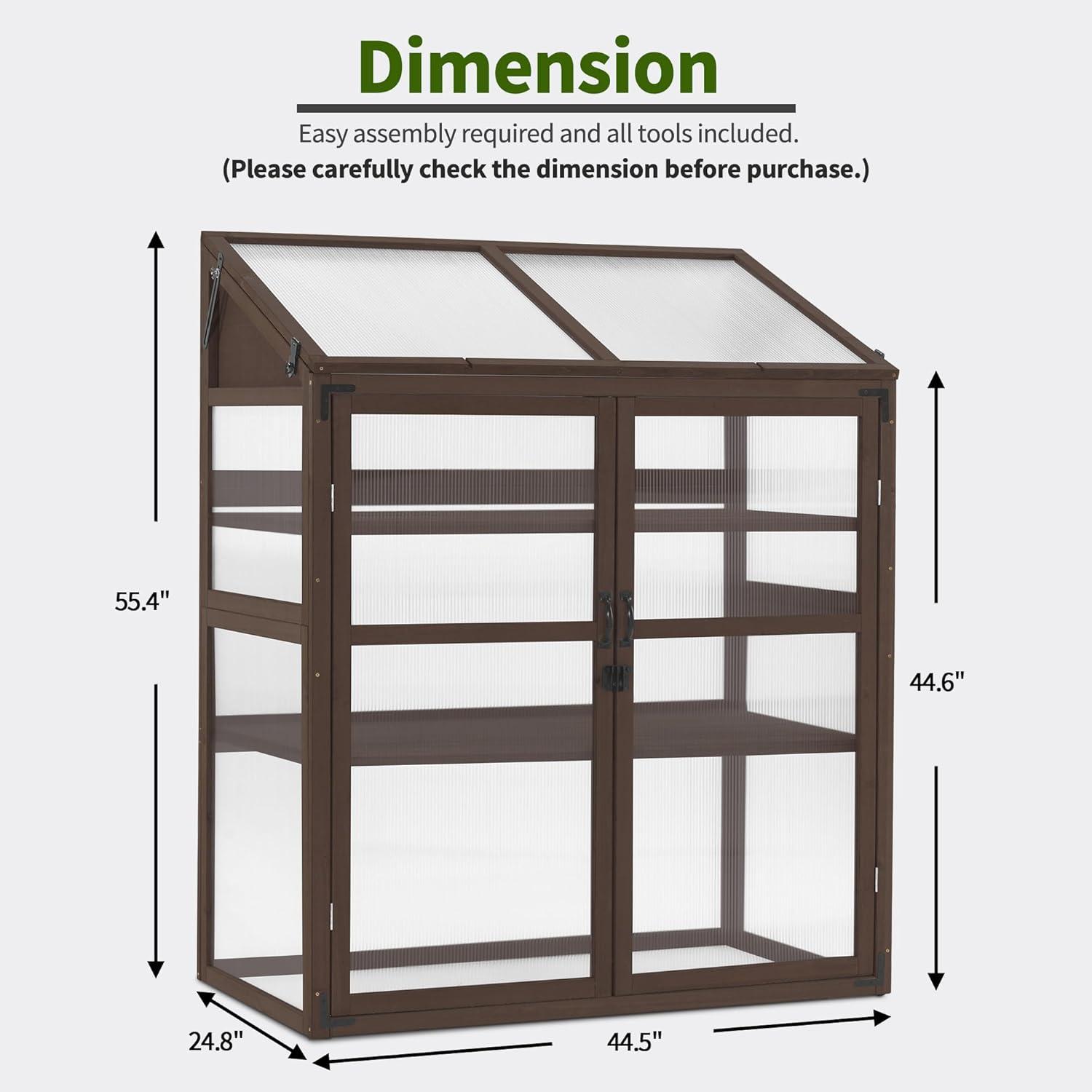 44.5" W x 24.8" D Cold Frame Greenhouse with Adjustable Shelves for Outdoor Indoor Use