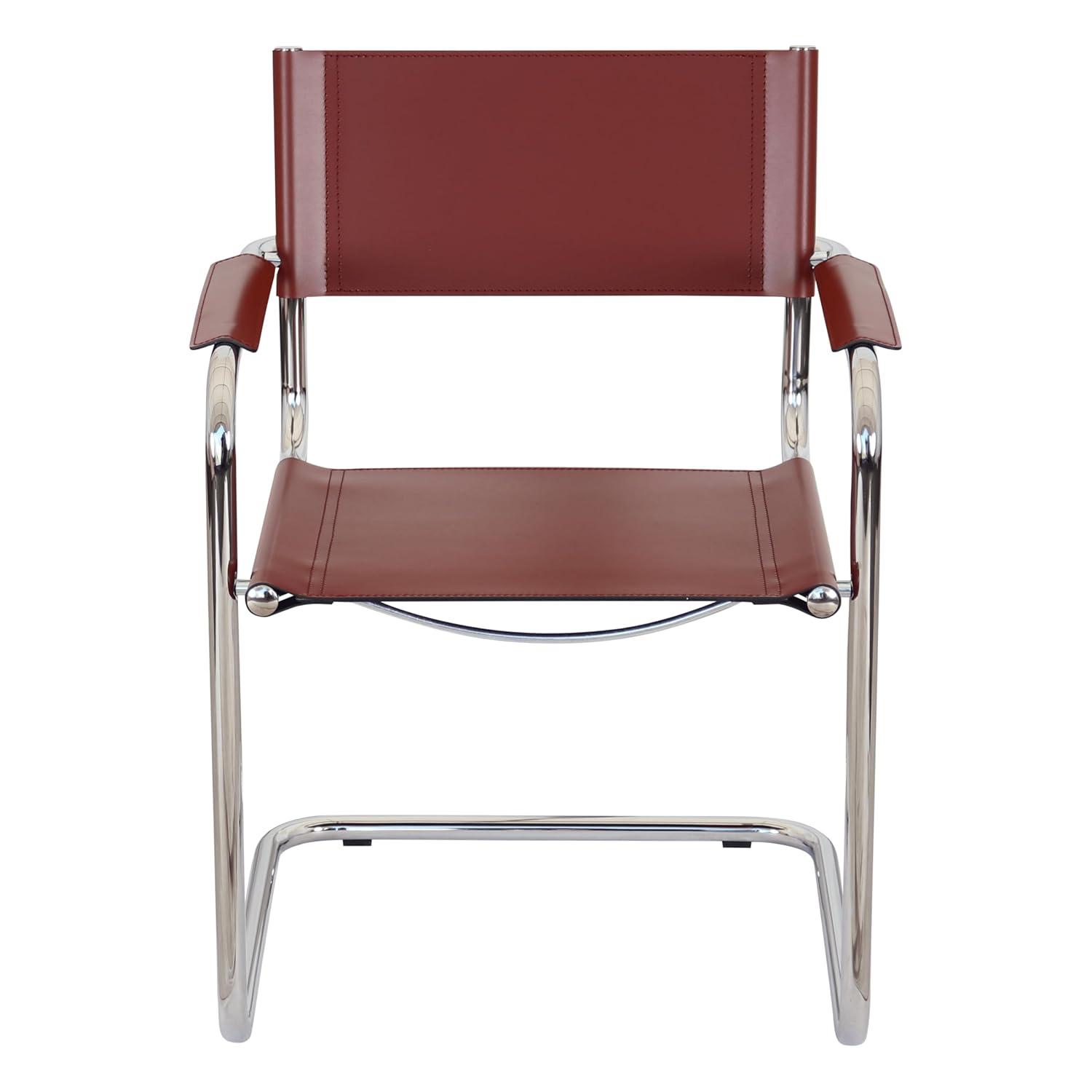 Breuer Chair Company Mart Stam Cantilever Armchair Arm Chair w/ Chrome-Plated Steel Frame (Various Bonded Leather Colors)