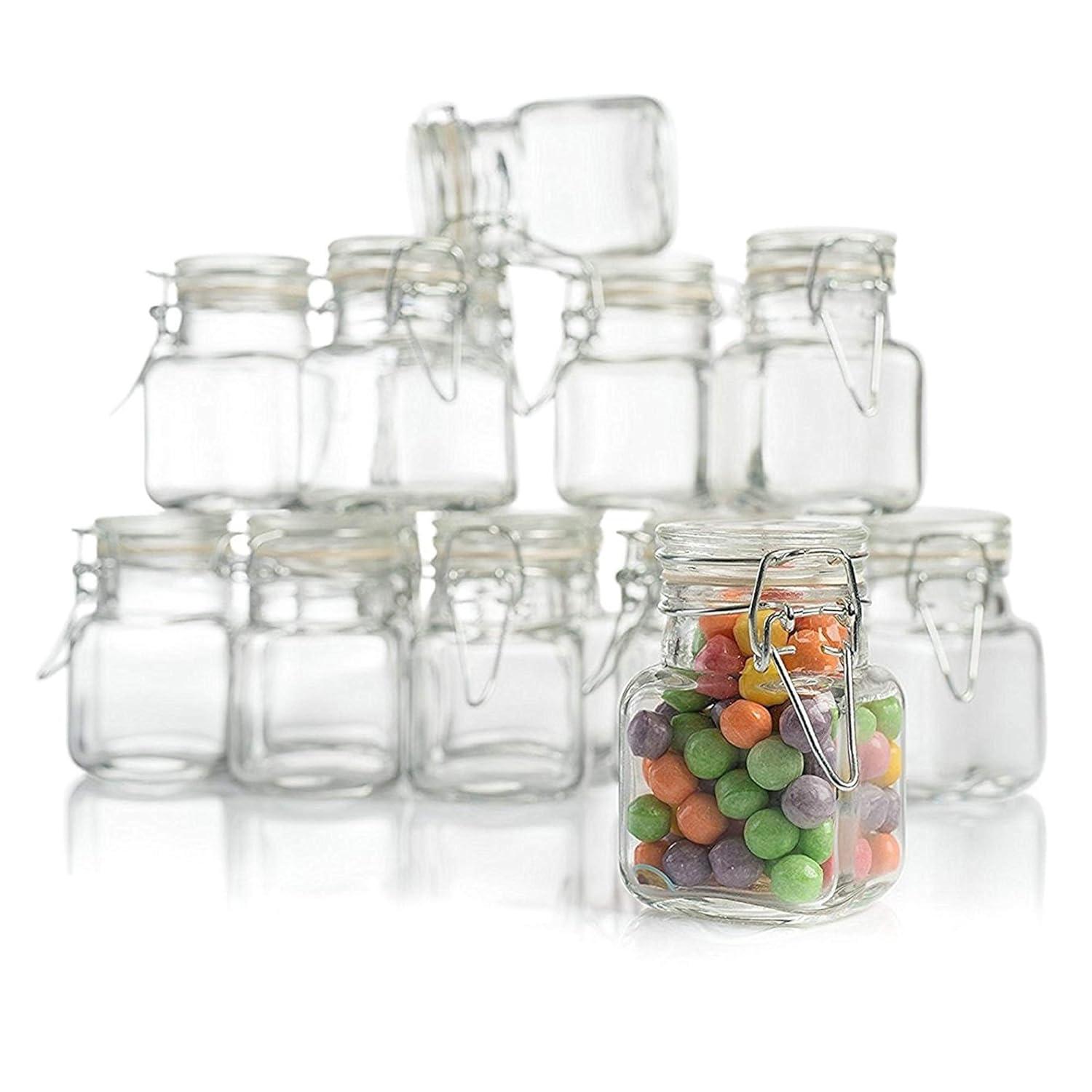 12 Pack, 3 oz Airtight Glass Jars with Leakproof Lids - Spice Jars, Party Favors