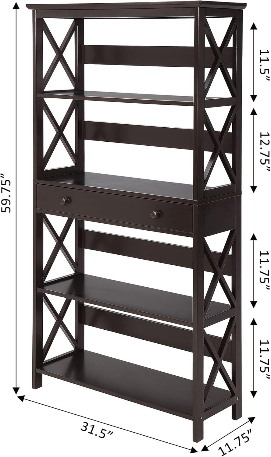 Convenience Concepts Oxford 5-Tier Bookcase with Drawer, Multiple Finishes