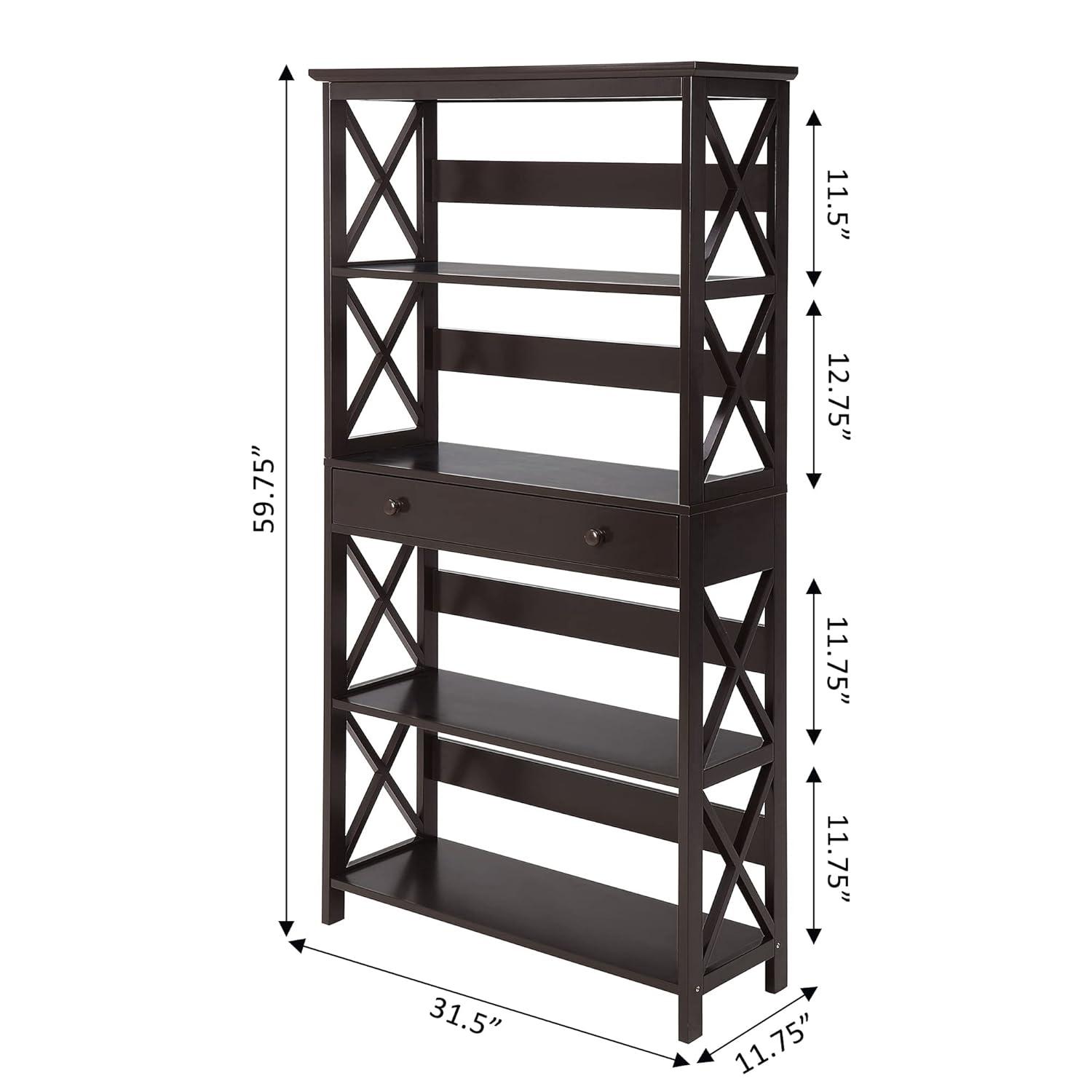 Convenience Concepts Oxford 5-Tier Bookcase with Drawer, Multiple Finishes