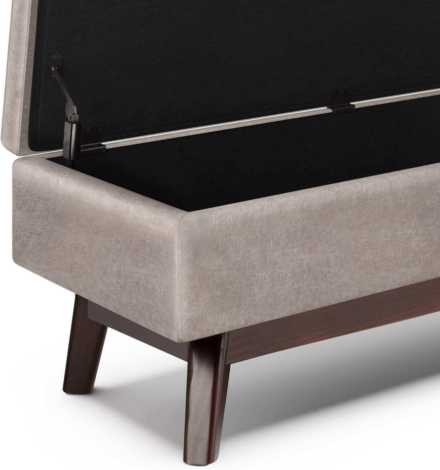 Owen 48" Gray Taupe Faux Leather Storage Ottoman