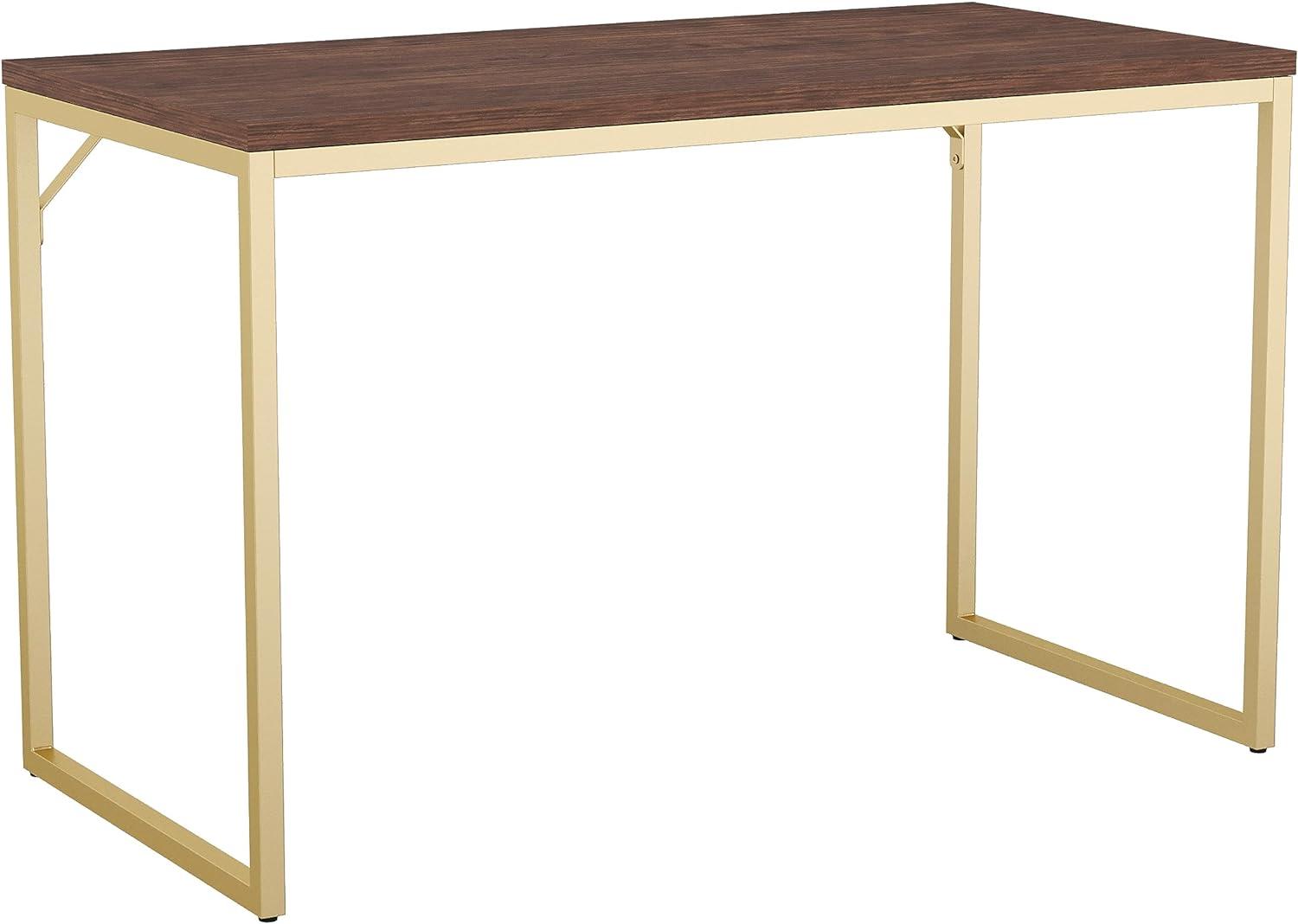 Walnut Top Polished Brass Frame Home Office Desk