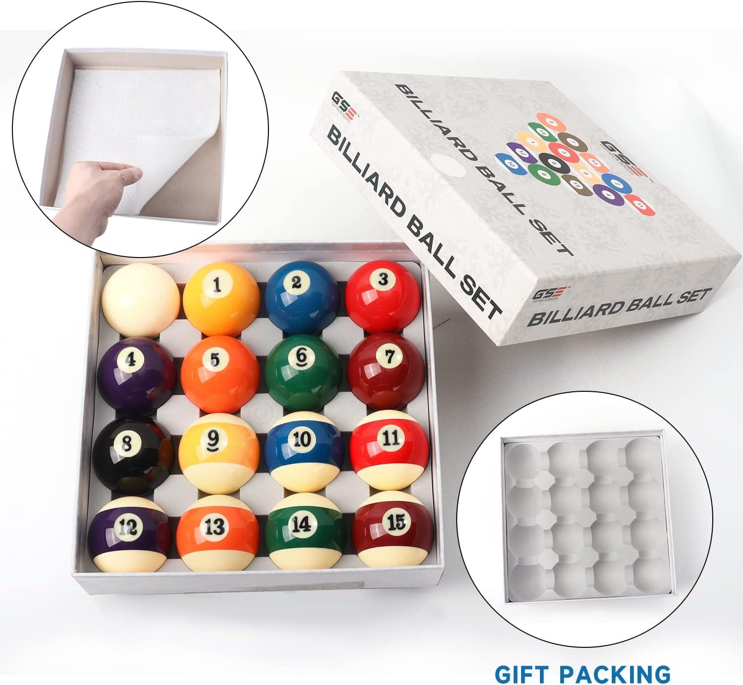 GSE Professional Billiards Pool Balls Set – 2-1/4" Regulation Size, Standard 16 Pool Balls, Art Numbered Design