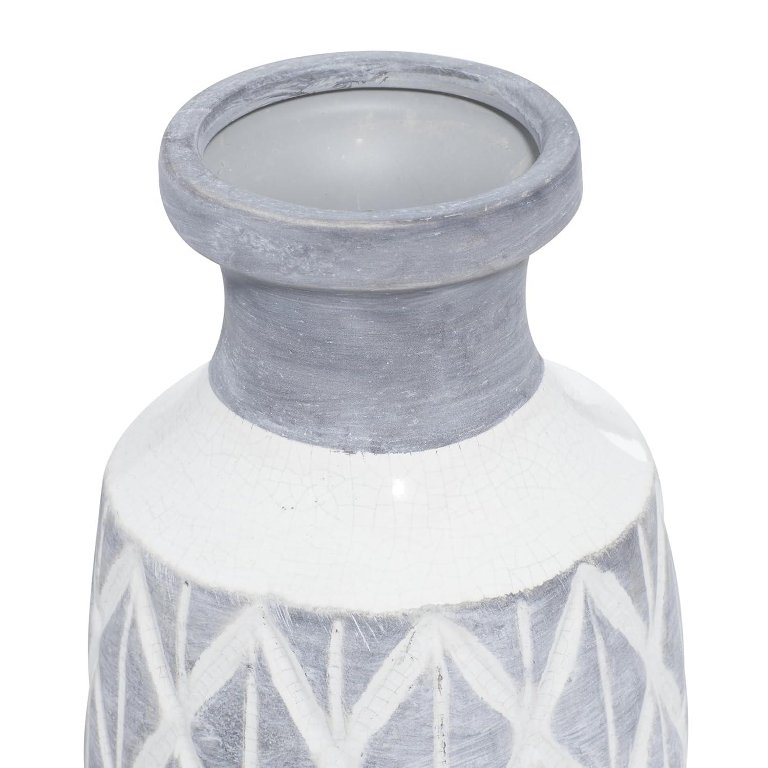 DecMode Jarrón de Cerámica Gris de 14"