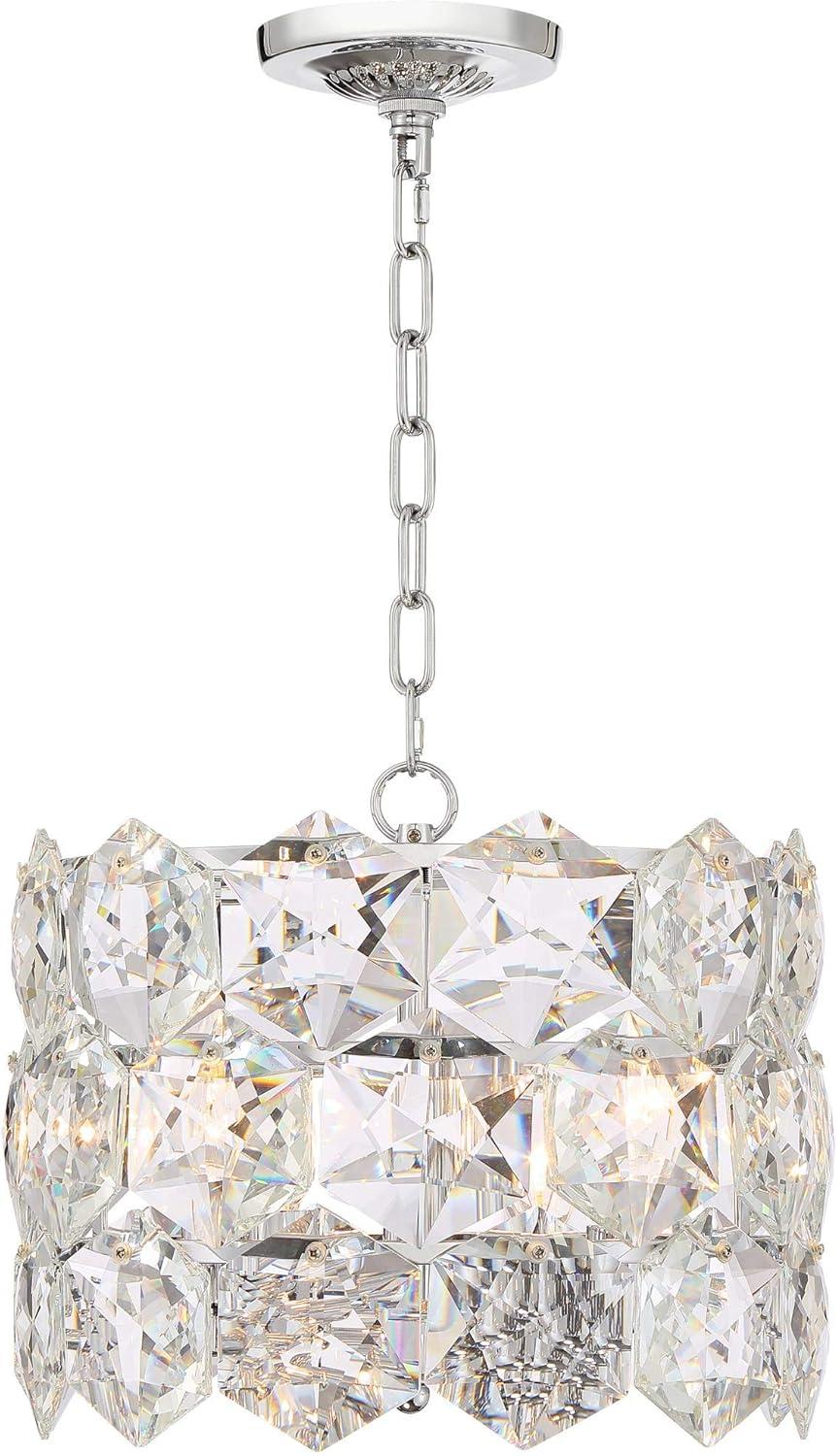 Vienna Full Spectrum Chrome Crystal Pendant Chandelier 13 1/2" Wide Modern 5-Light Fixture for Dining Room House Kitchen Entryway