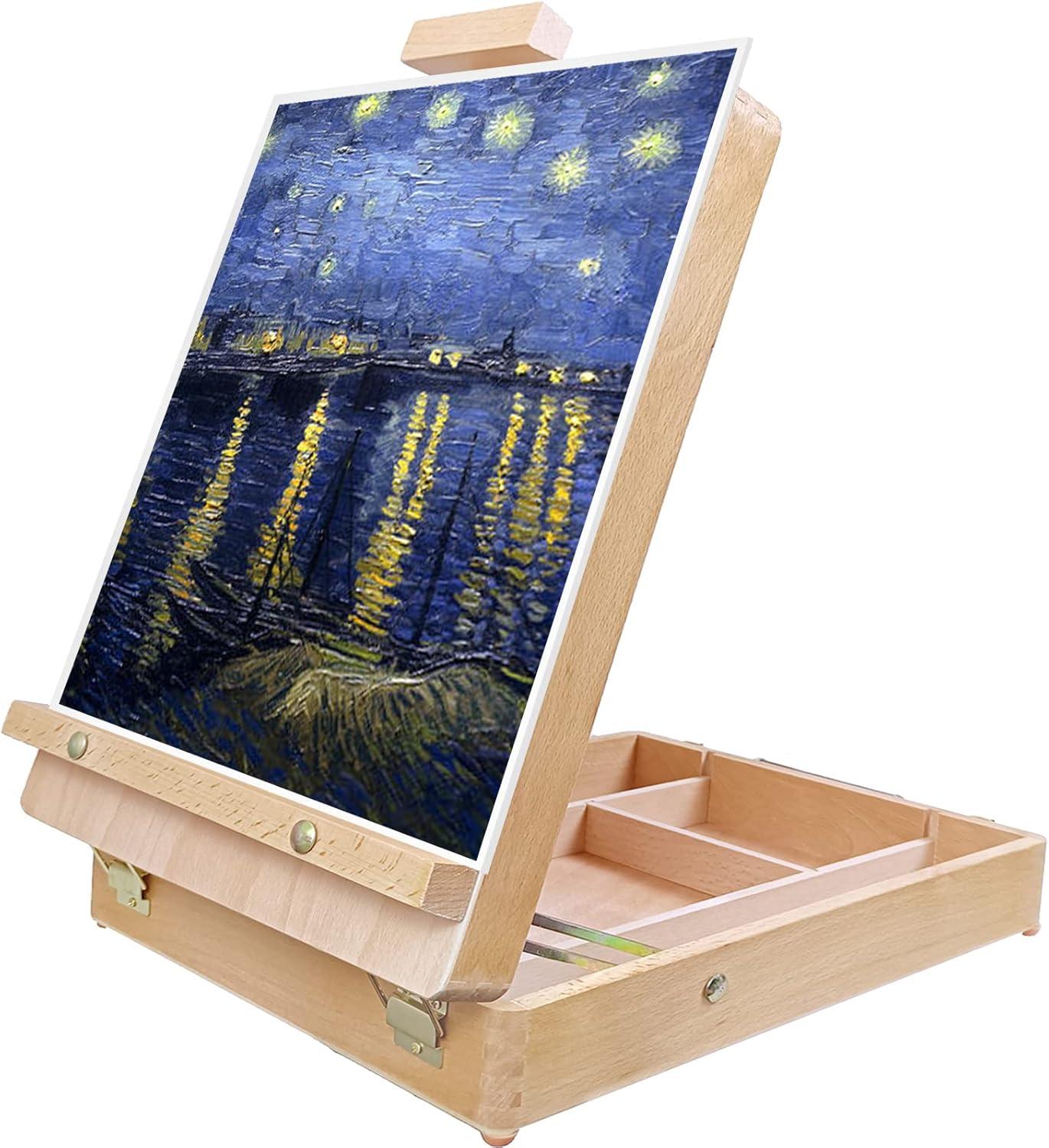 Beechwood Adjustable Tabletop Easel with Storage Compartments