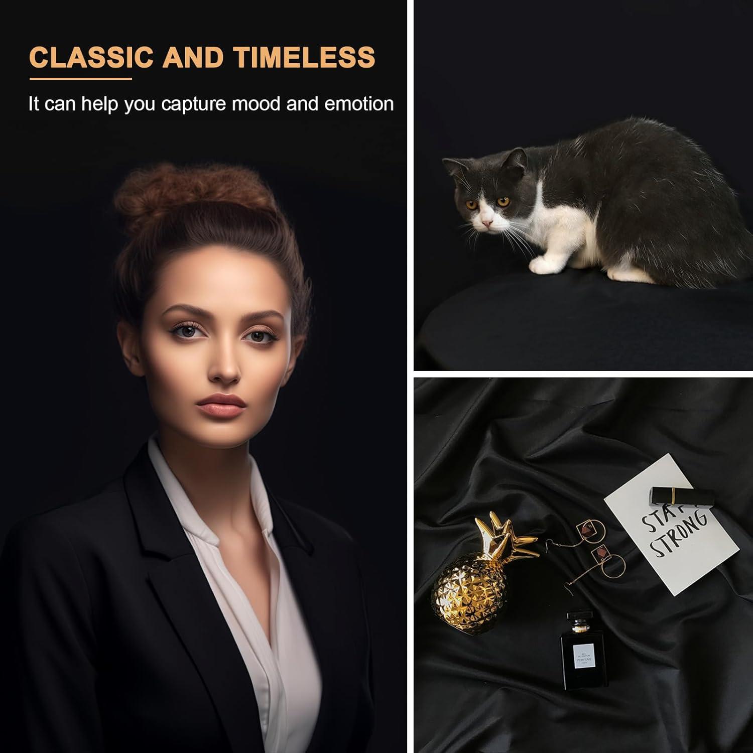 Aimosen 10x8 FT Black Backdrop Background for Photography, Chromakey High Density Polyester Fabric Black Photo Backdrop Curtain Screen Collapsible Seamless for Shoot Portraits Party Video Studio