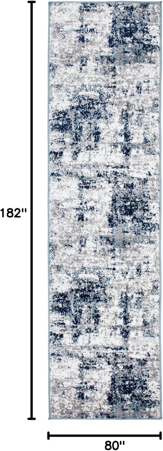 World Rug Gallery Distressed Abstract Area Rug - Blue 2'7"x6'