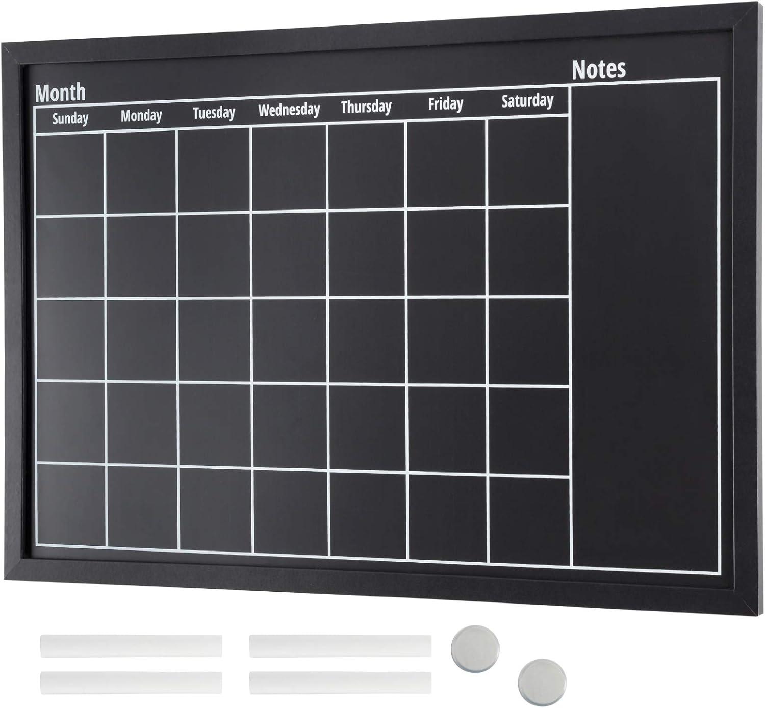 Excello Global Products Framed Calendar Chalkboard: Includes Chalk & Magnets 23.5"x15" - EGP-HD-0002 - EGP-HD-0002