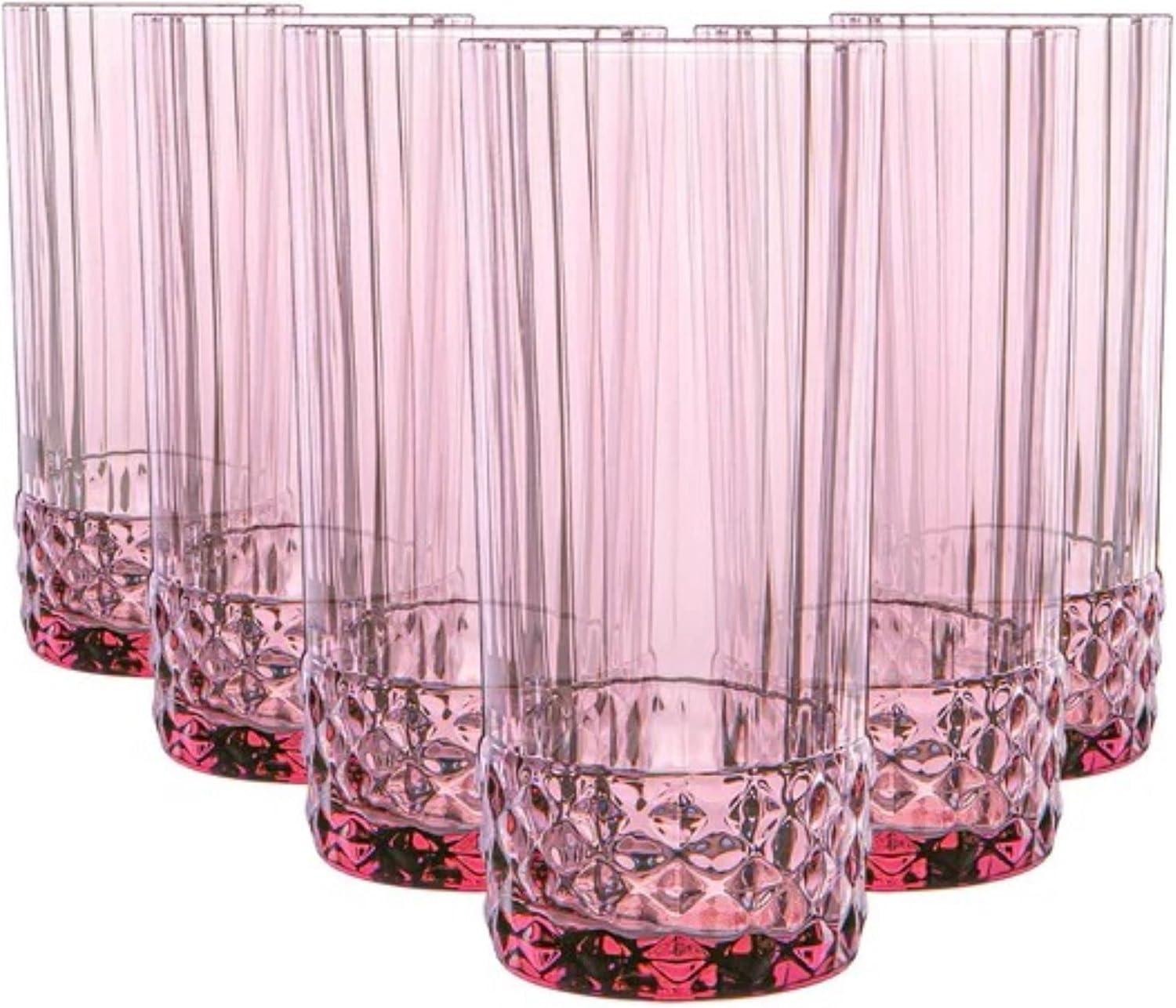 Bormioli Rocco America '20s 16.25 oz Cooler Glass, Set of 6 - Lilac Rose