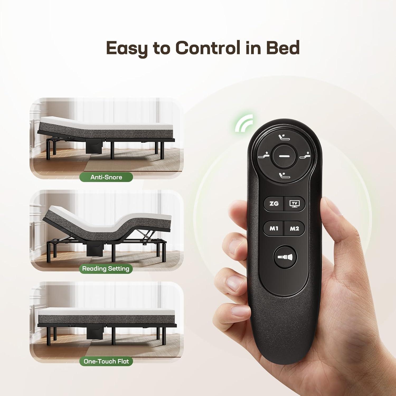 Marsail Twin XL Adjustable Bed Base Frame with 4 Height Options, Independent Head and Foot Incline, 4 USB Ports and 5 Min Assembly for Lounging, Reading, Reduce Snoring and Acid Reflux