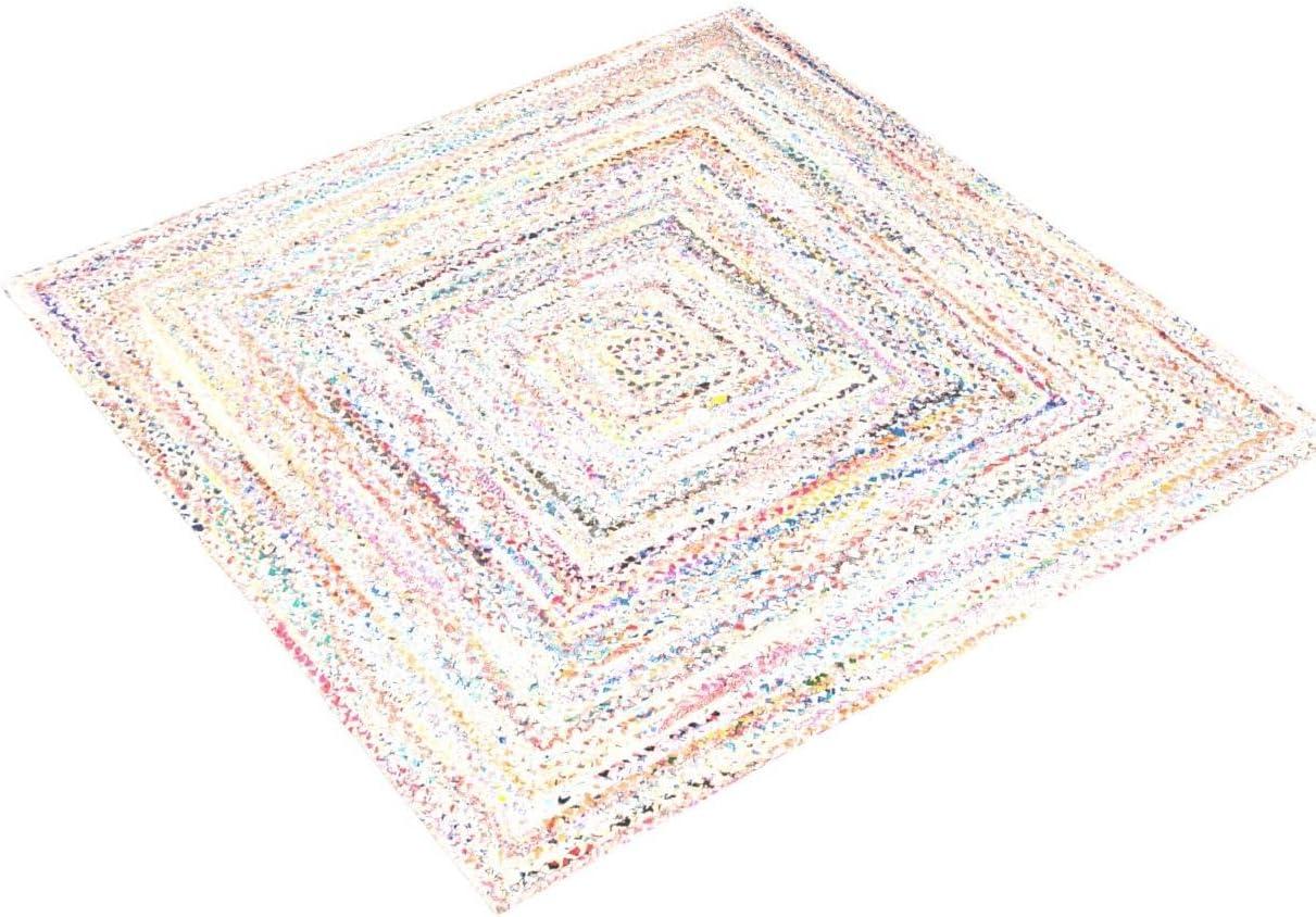 Braided BRD210 Hand Woven Area Rug - Ivory/Multi - 6'x6' - Safavieh.