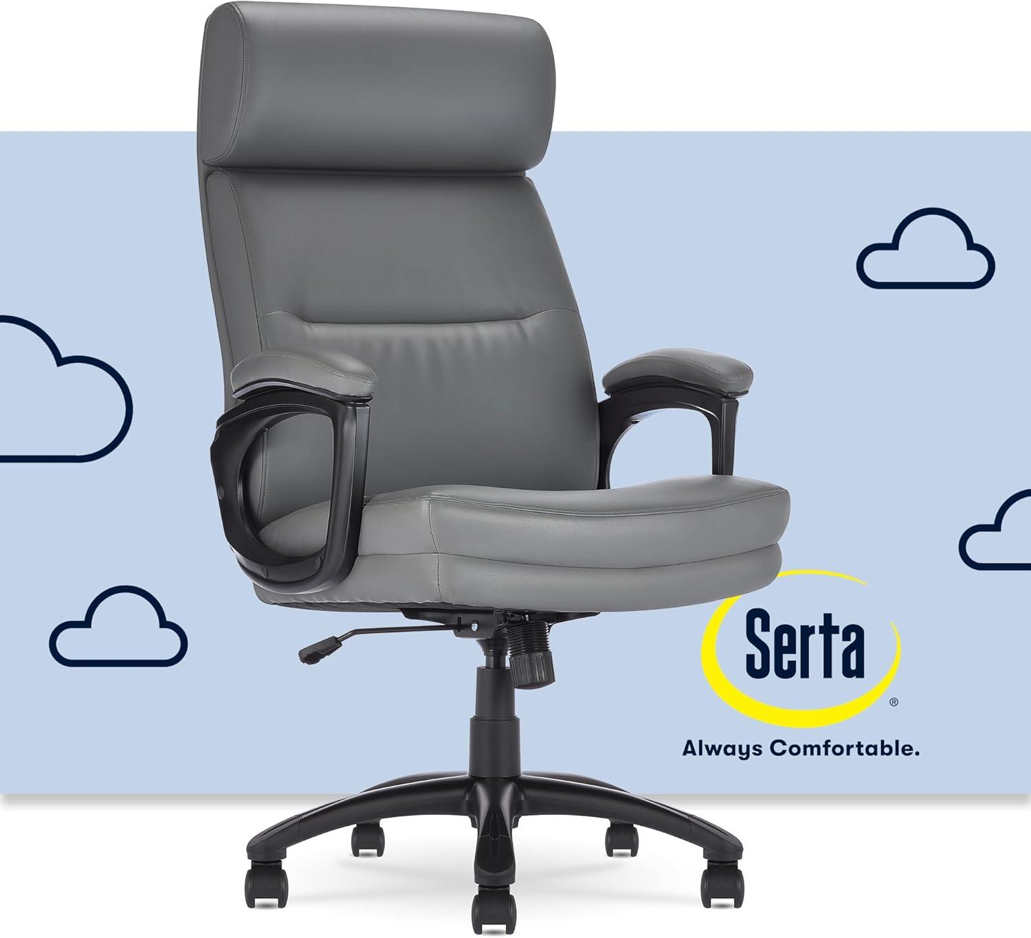 Gray High-Back Swivel Leather Executive Office Chair