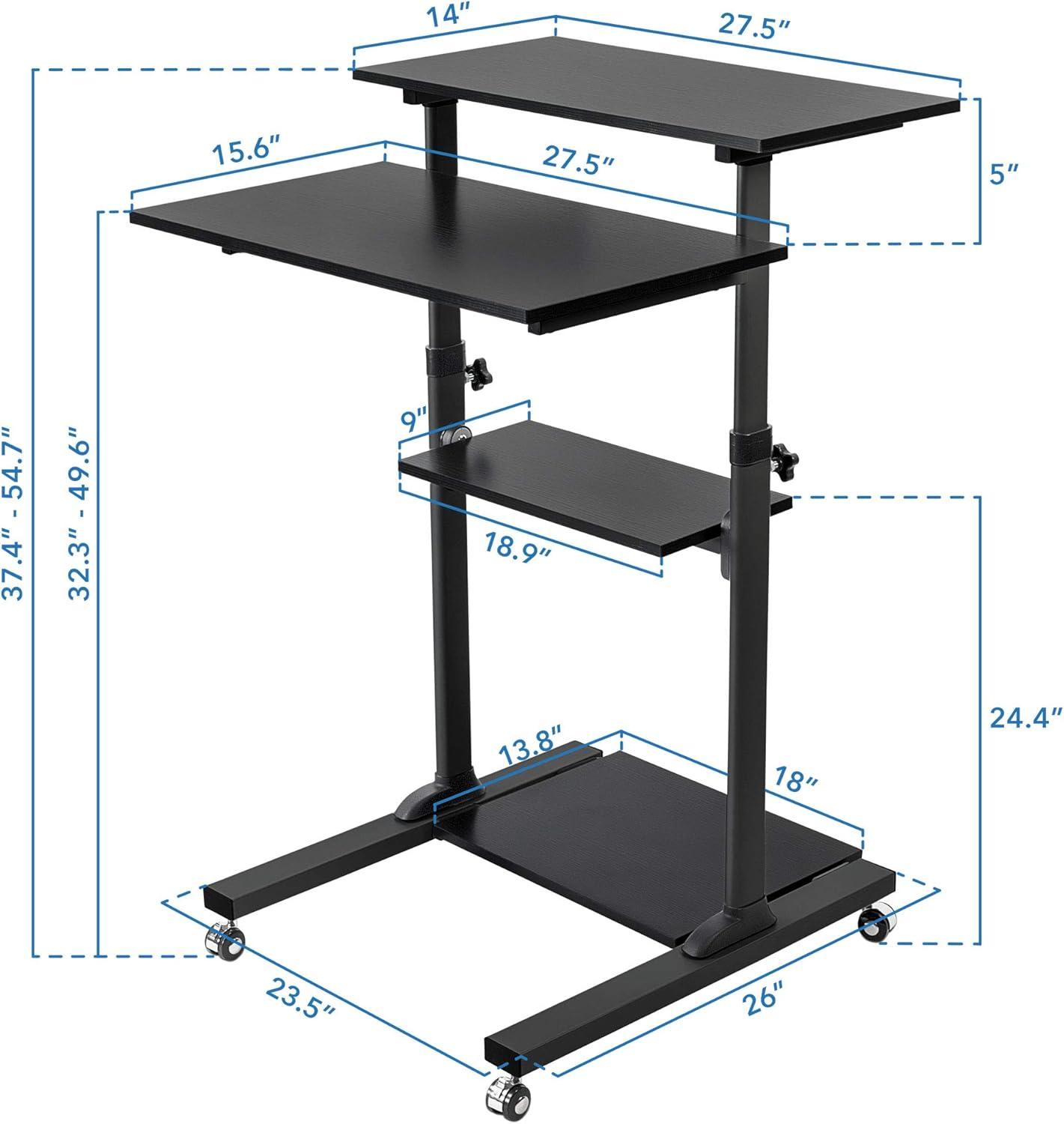 Mount-it Mount-It! Mobile Standing Desk and Rolling Presentation Cart ,27.5-Inch Platform, Locking Wheels